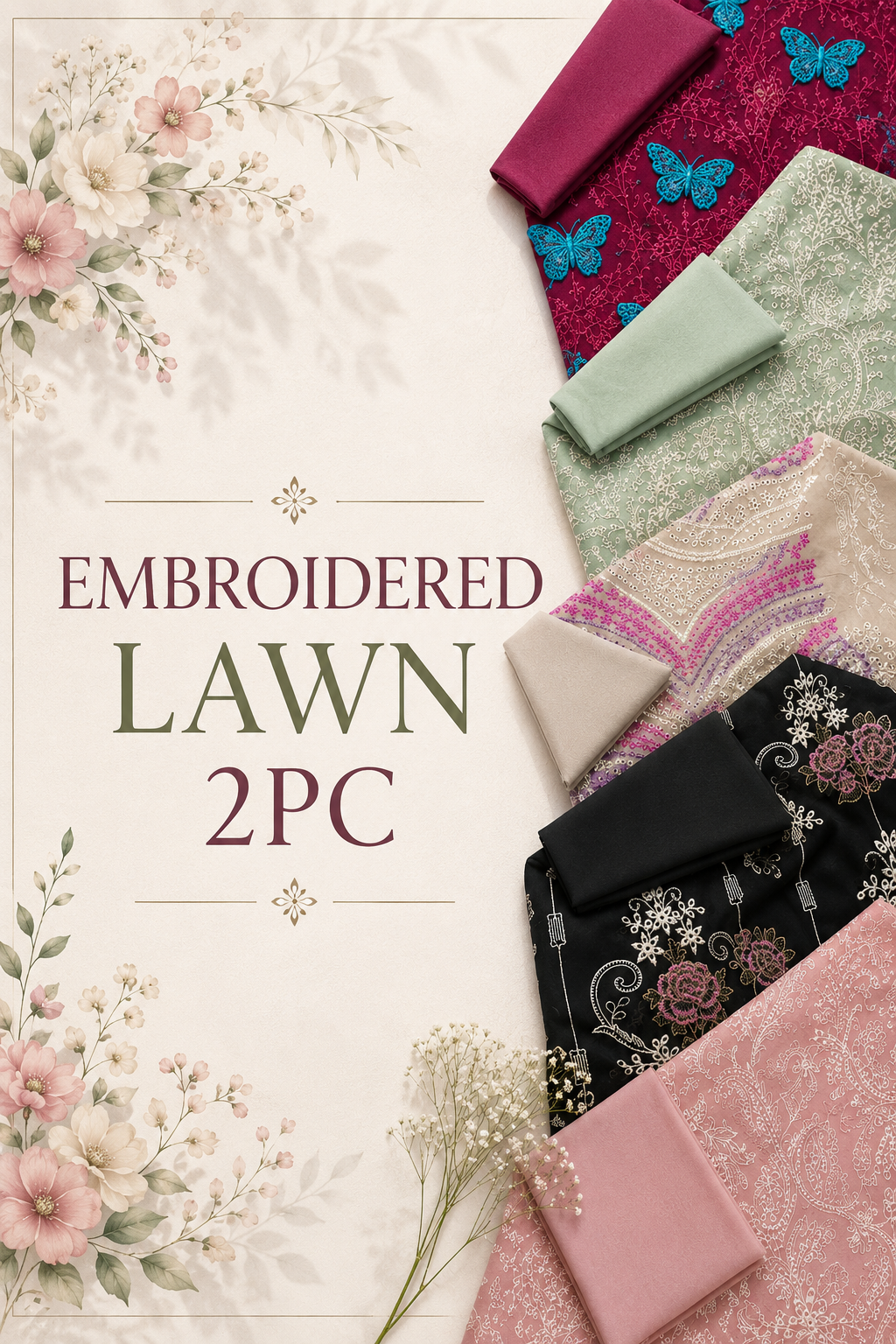 Bareeze lawn 2pc (Embroidered)