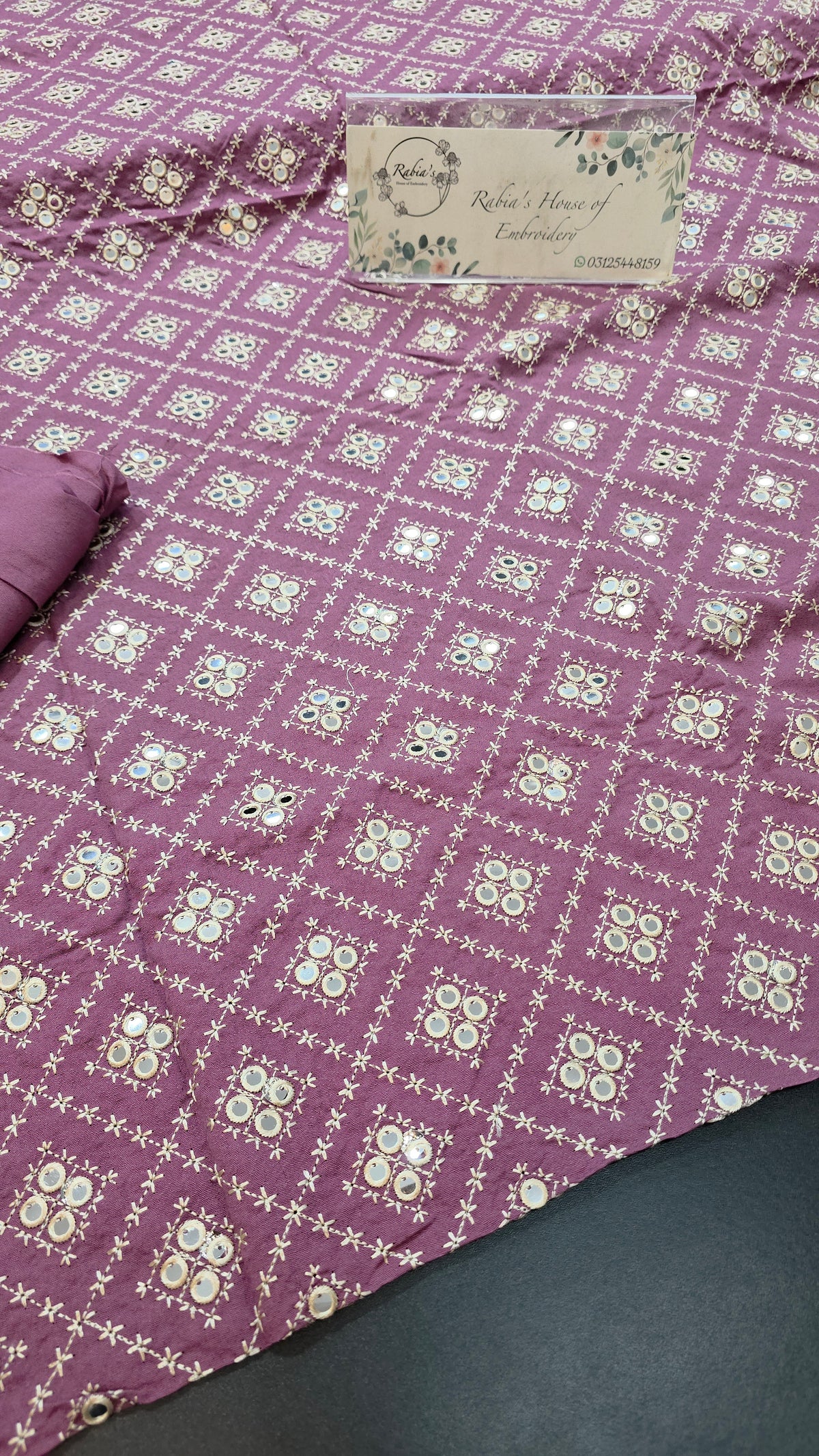 Kerandi 3pc allover embroidered with chiffon duppatta
