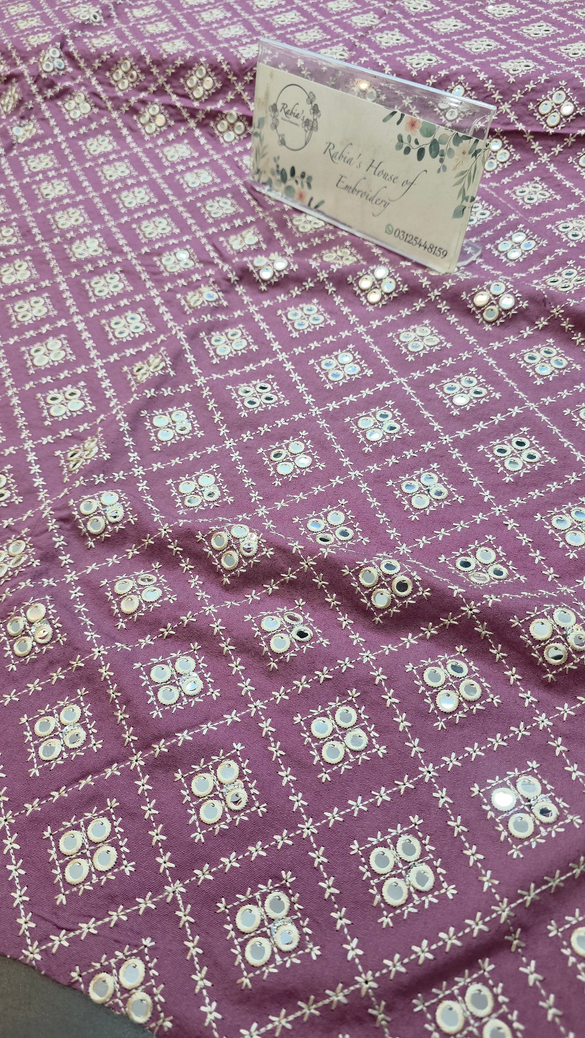 Kerandi 3pc allover embroidered with chiffon duppatta