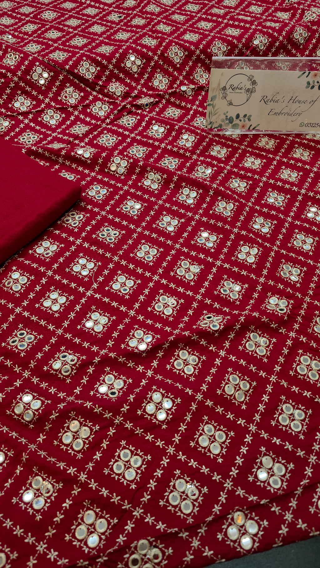 Kerandi 3pc allover embroidered with chiffon duppatta