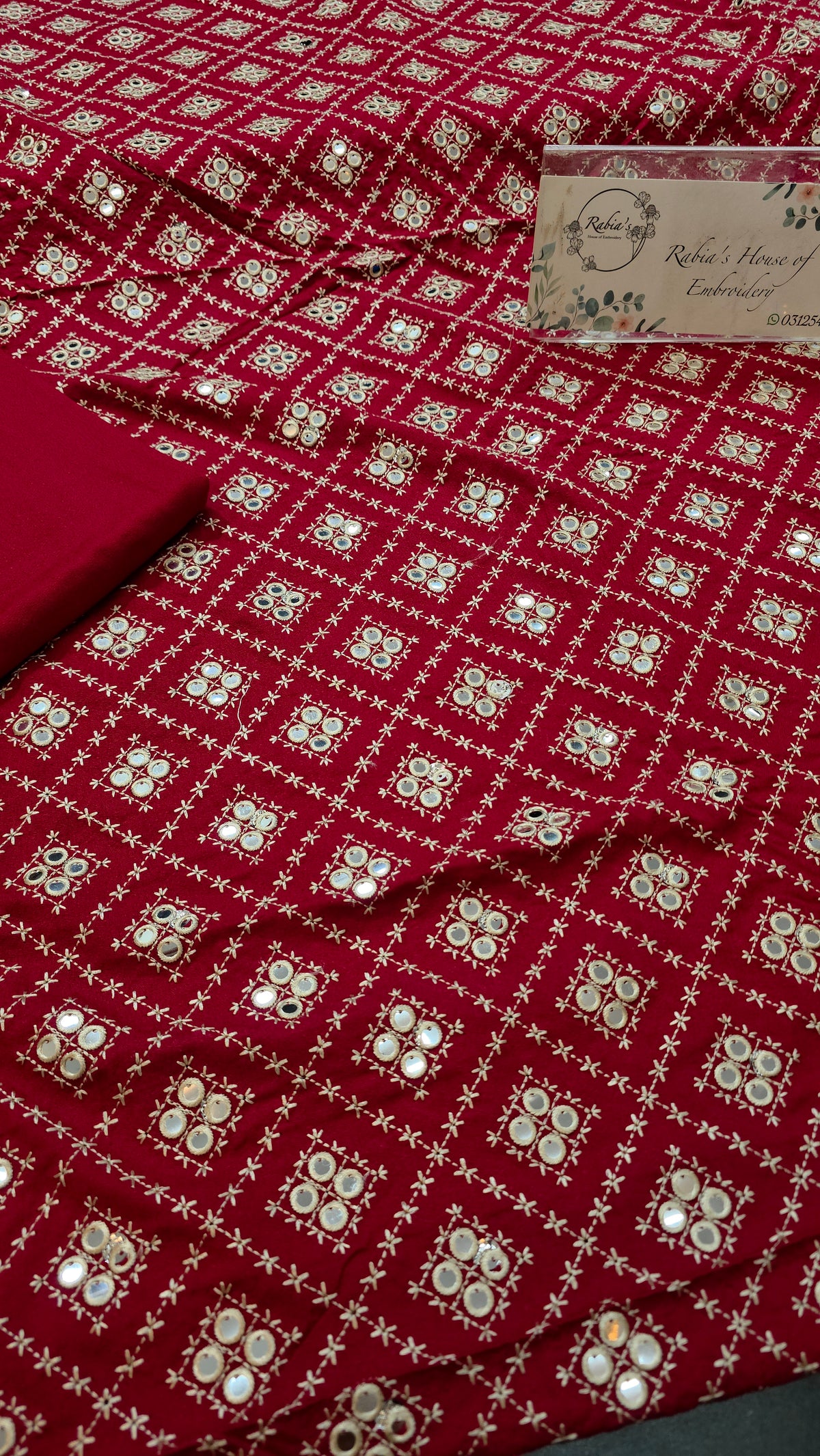 Kerandi 3pc allover embroidered with chiffon duppatta