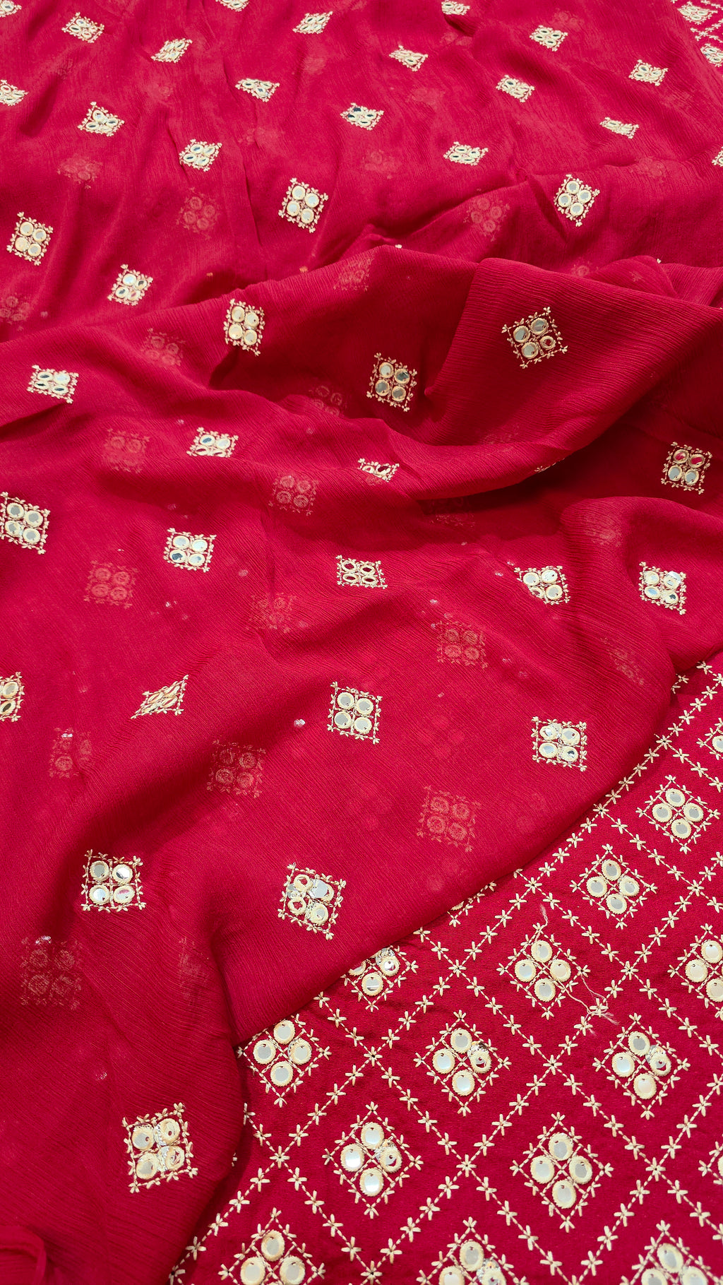Kerandi 3pc allover embroidered with chiffon duppatta
