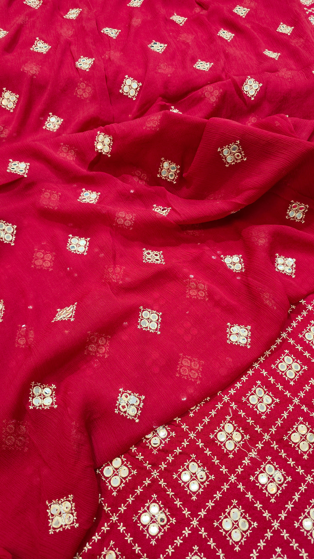 Kerandi 3pc allover embroidered with chiffon duppatta