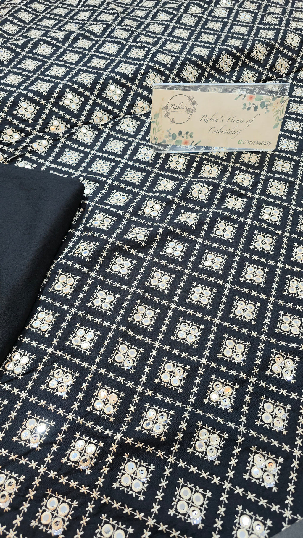 Kerandi 3pc allover embroidered with chiffon duppatta