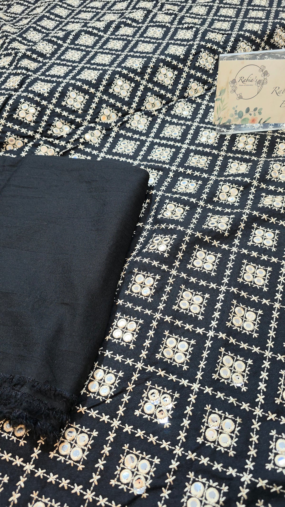 Kerandi 3pc allover embroidered with chiffon duppatta
