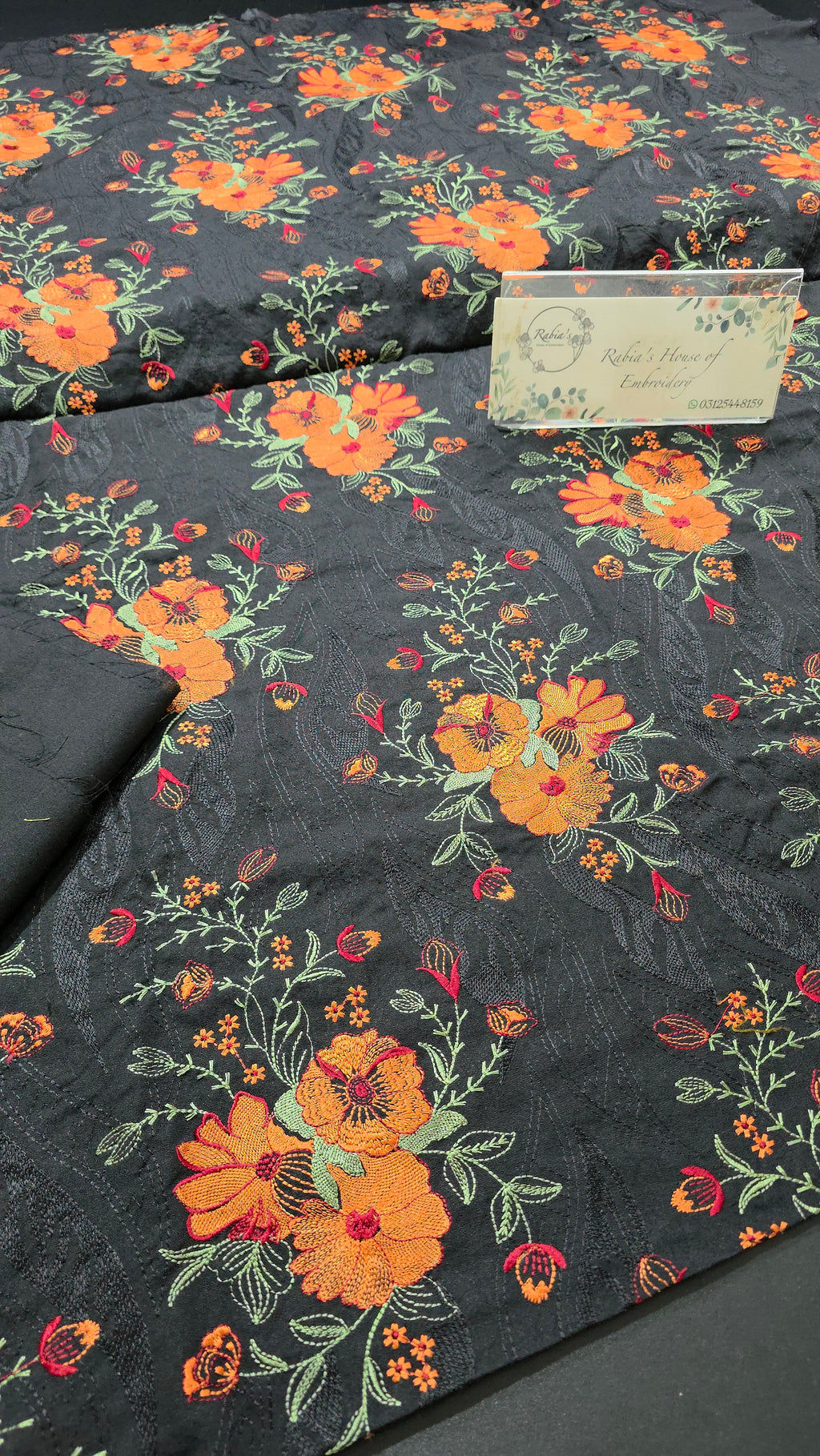 Winter kerandi allover embroidered with chiffon duppatta