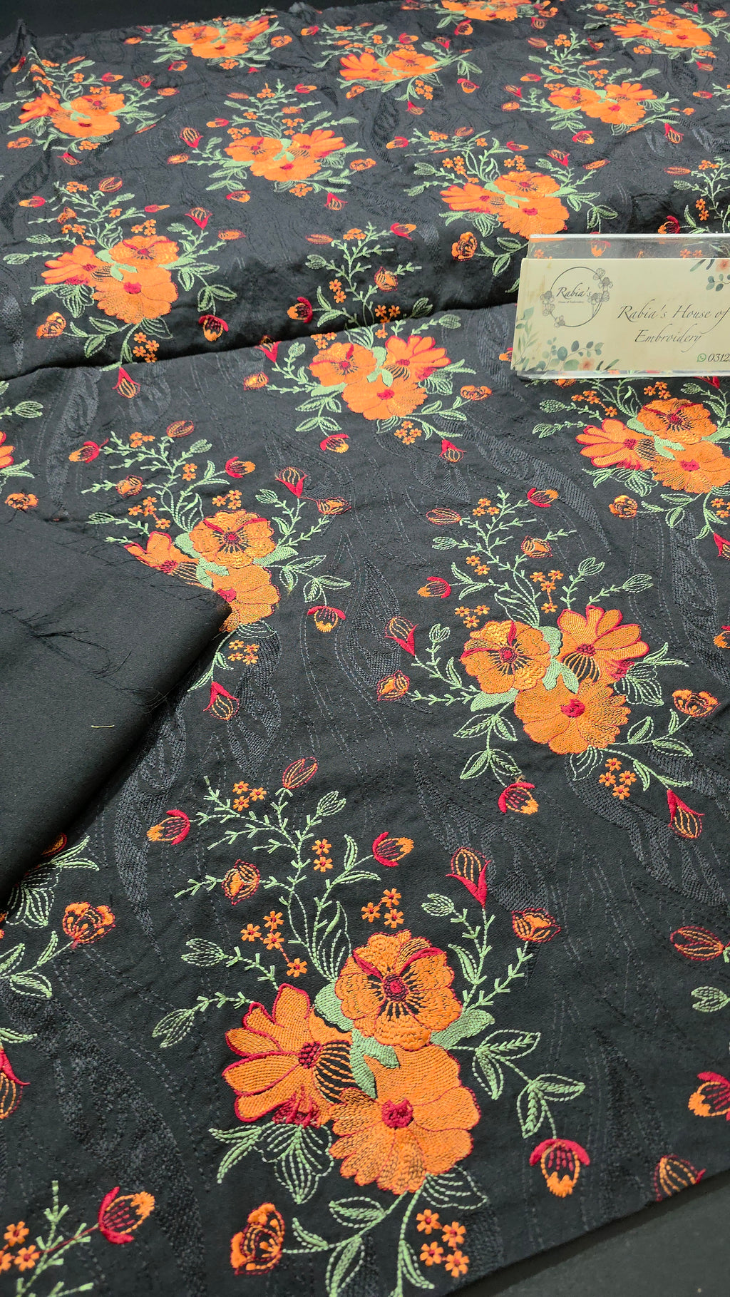 Winter kerandi allover embroidered with chiffon duppatta