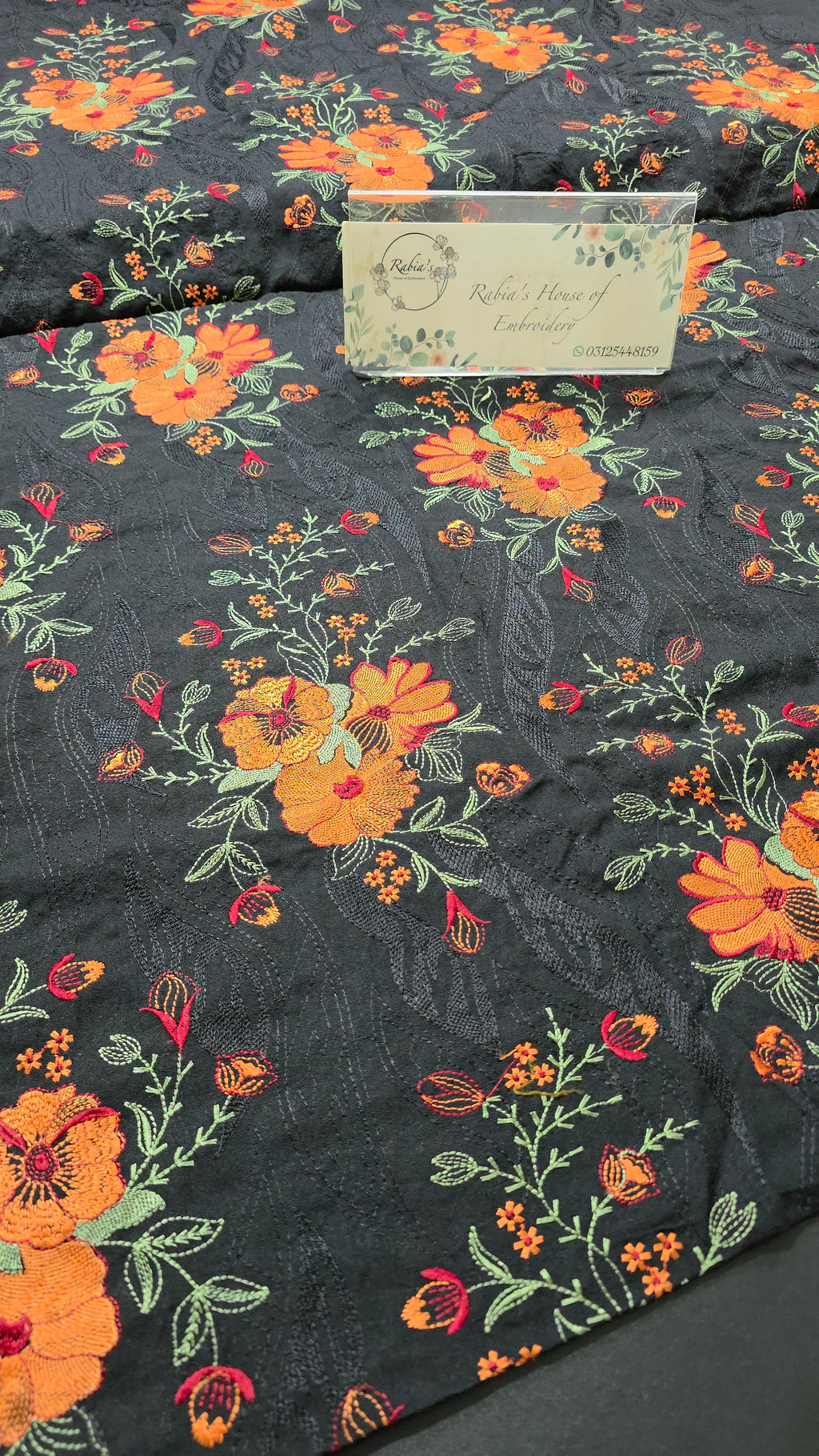 Winter kerandi allover embroidered with chiffon duppatta