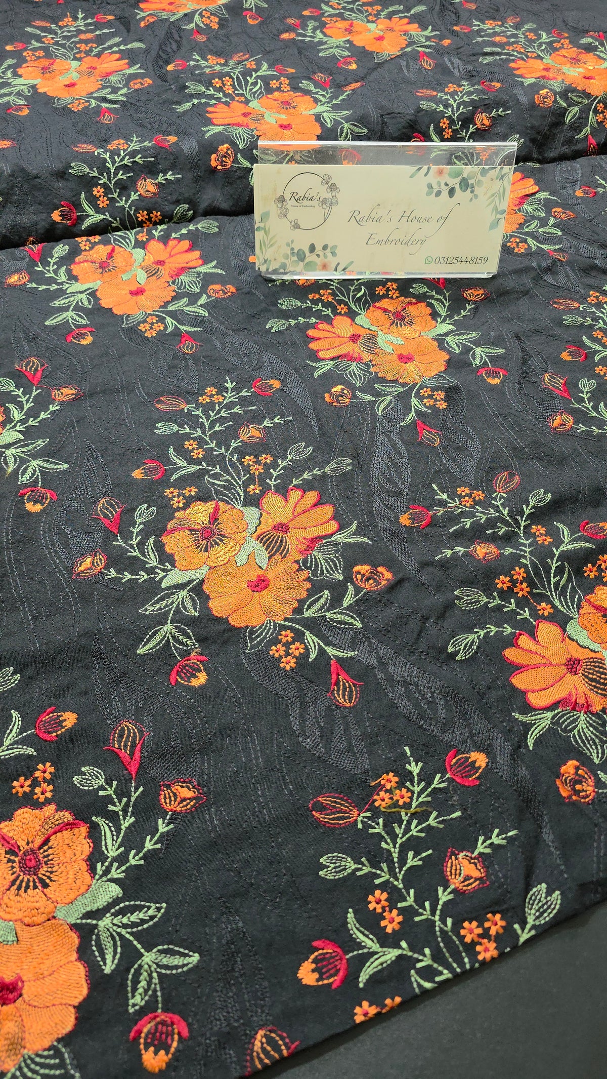 Winter kerandi allover embroidered with chiffon duppatta