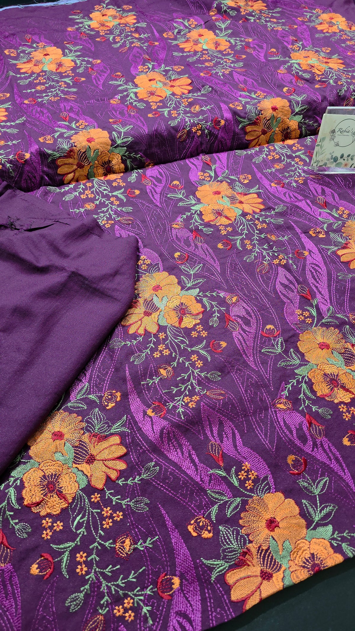 Kerandi allover embroidered with chiffon duppatta