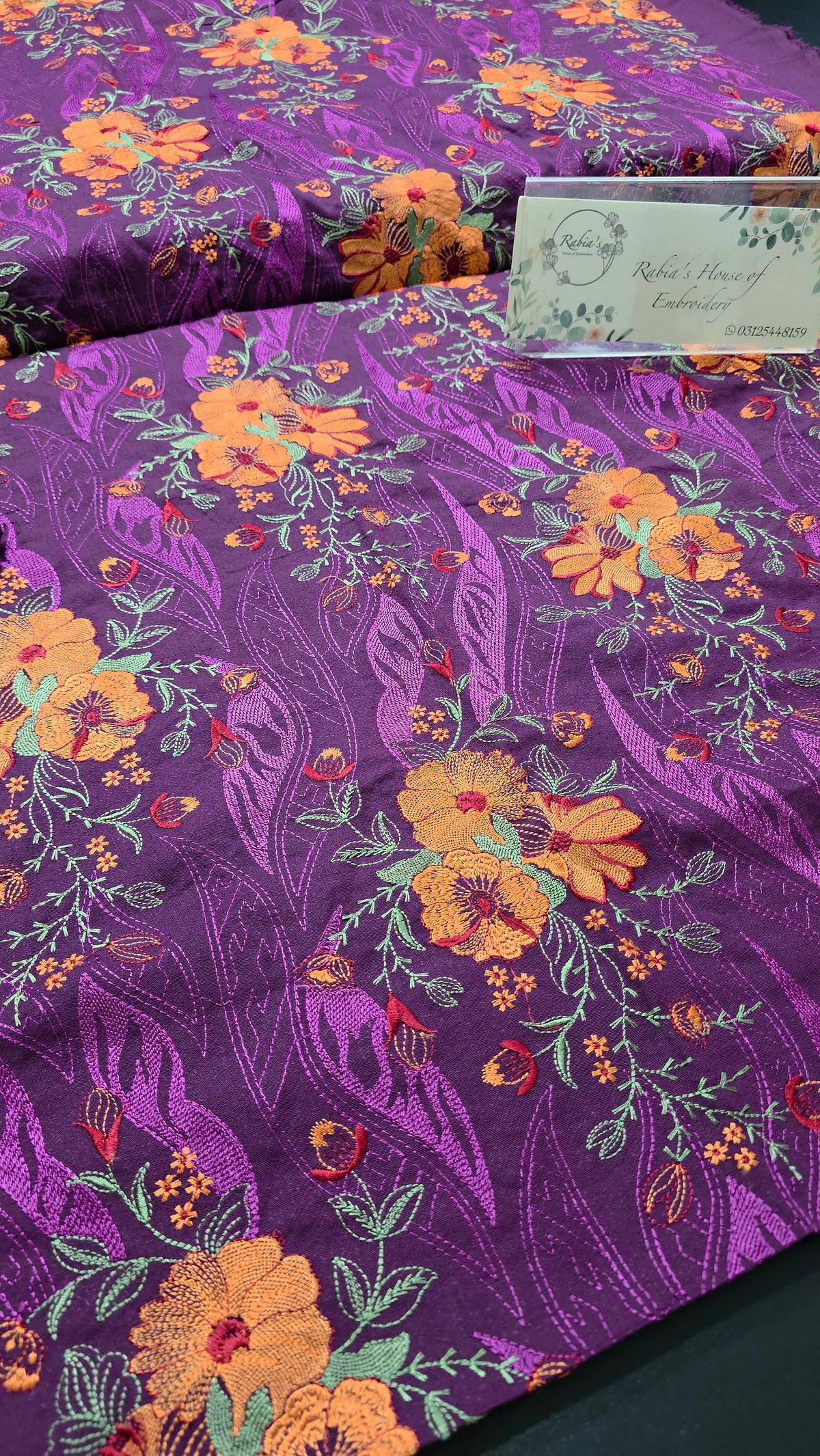 Kerandi allover embroidered with chiffon duppatta