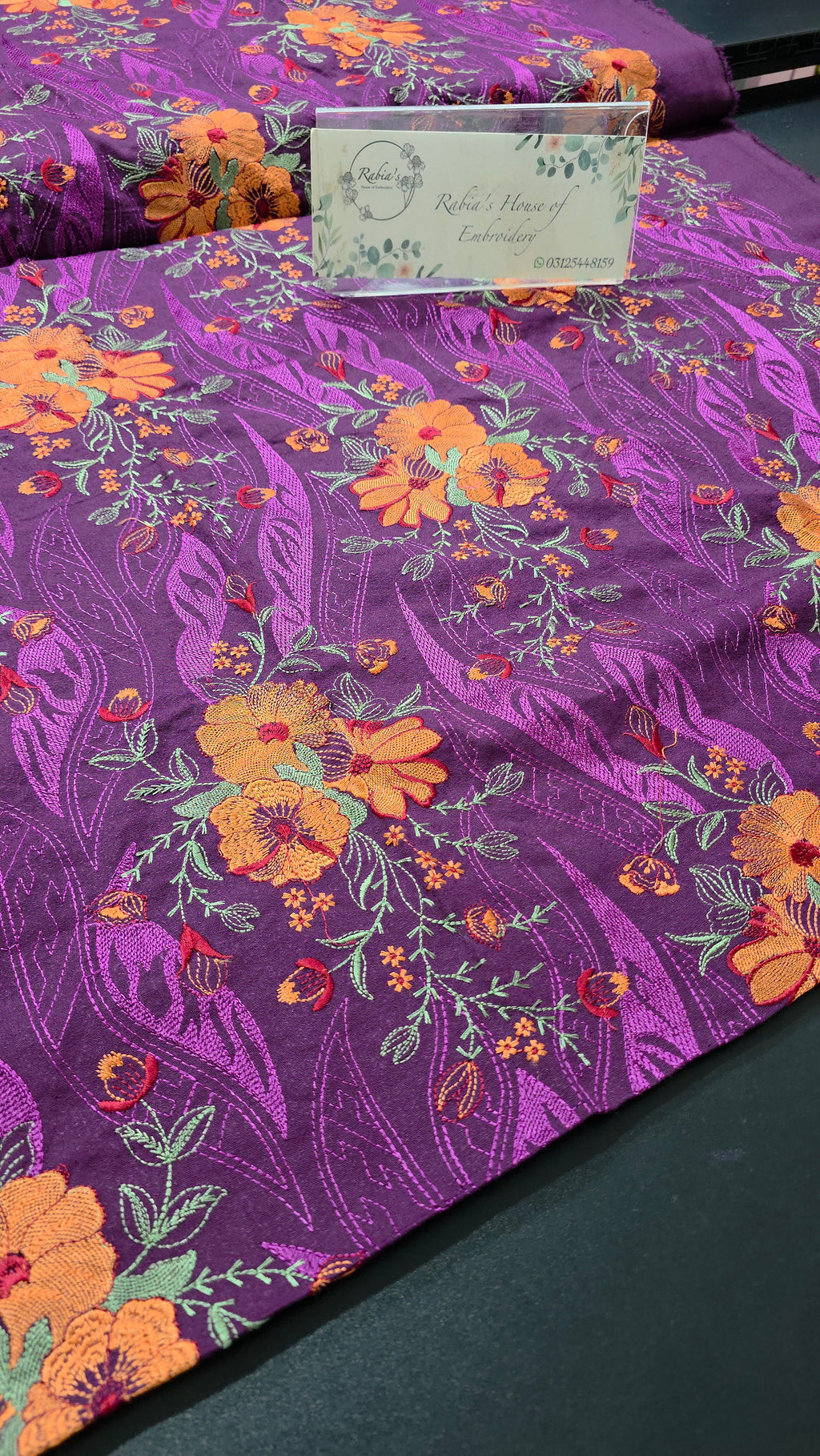 Kerandi allover embroidered with chiffon duppatta