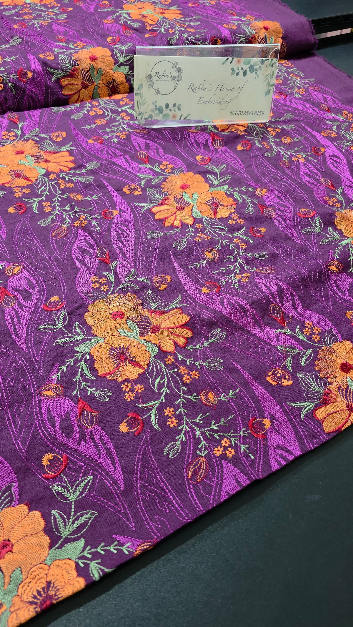Kerandi allover embroidered with chiffon duppatta