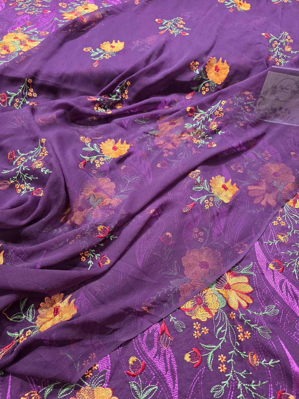 Kerandi allover embroidered with chiffon duppatta