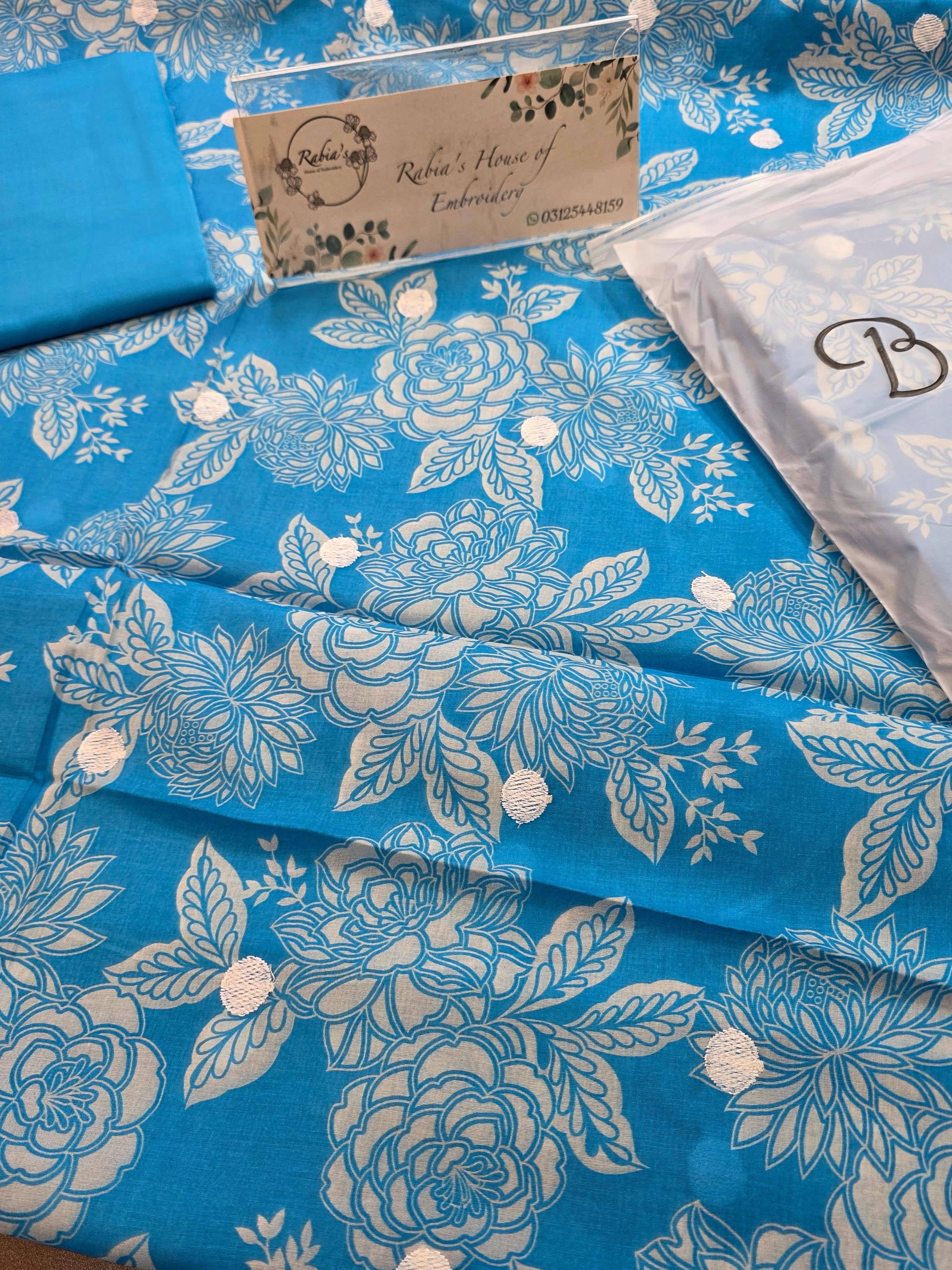 Bareeze lawn 3pc printed plus embroidery
