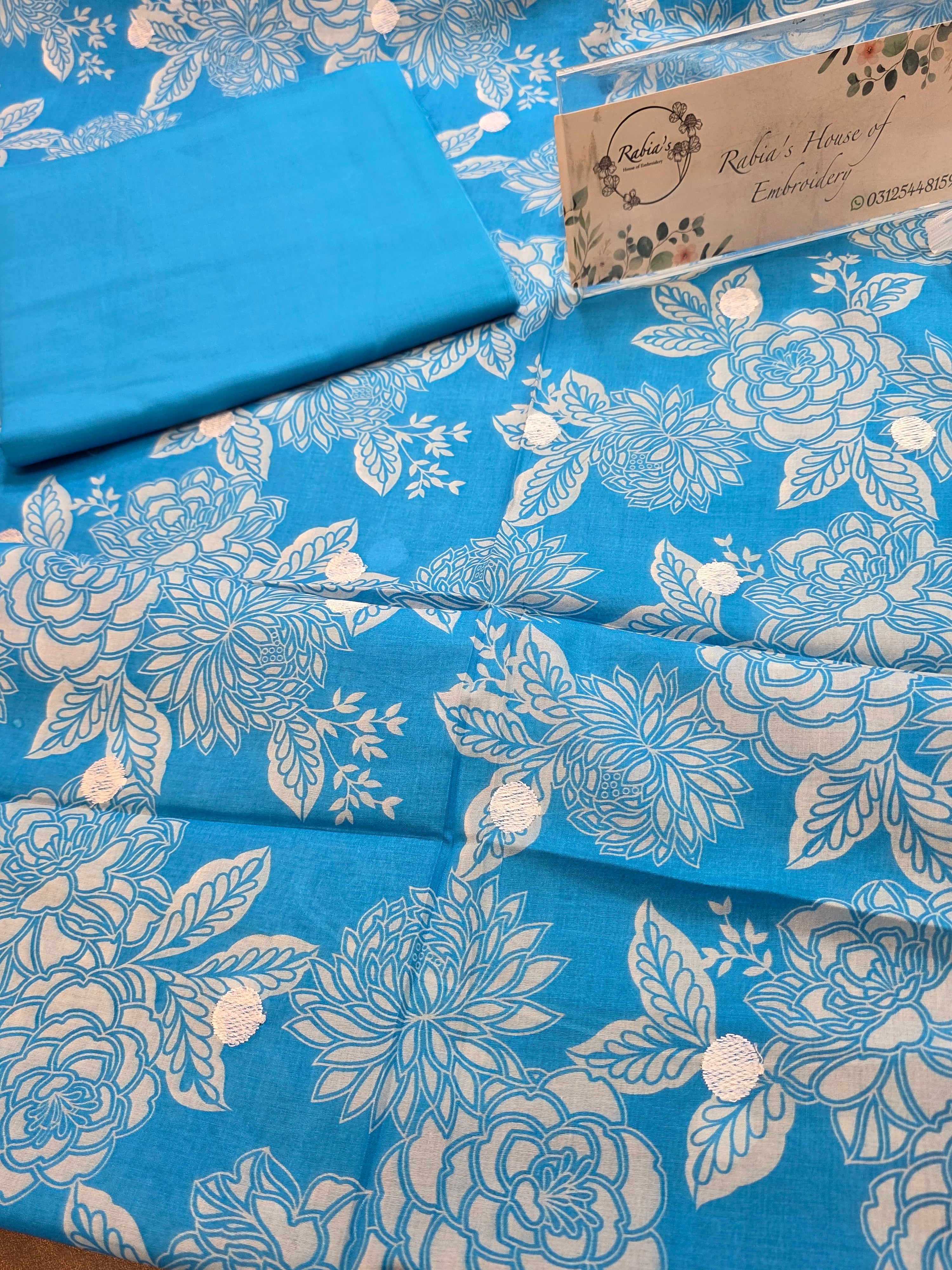 Bareeze lawn 3pc printed plus embroidery