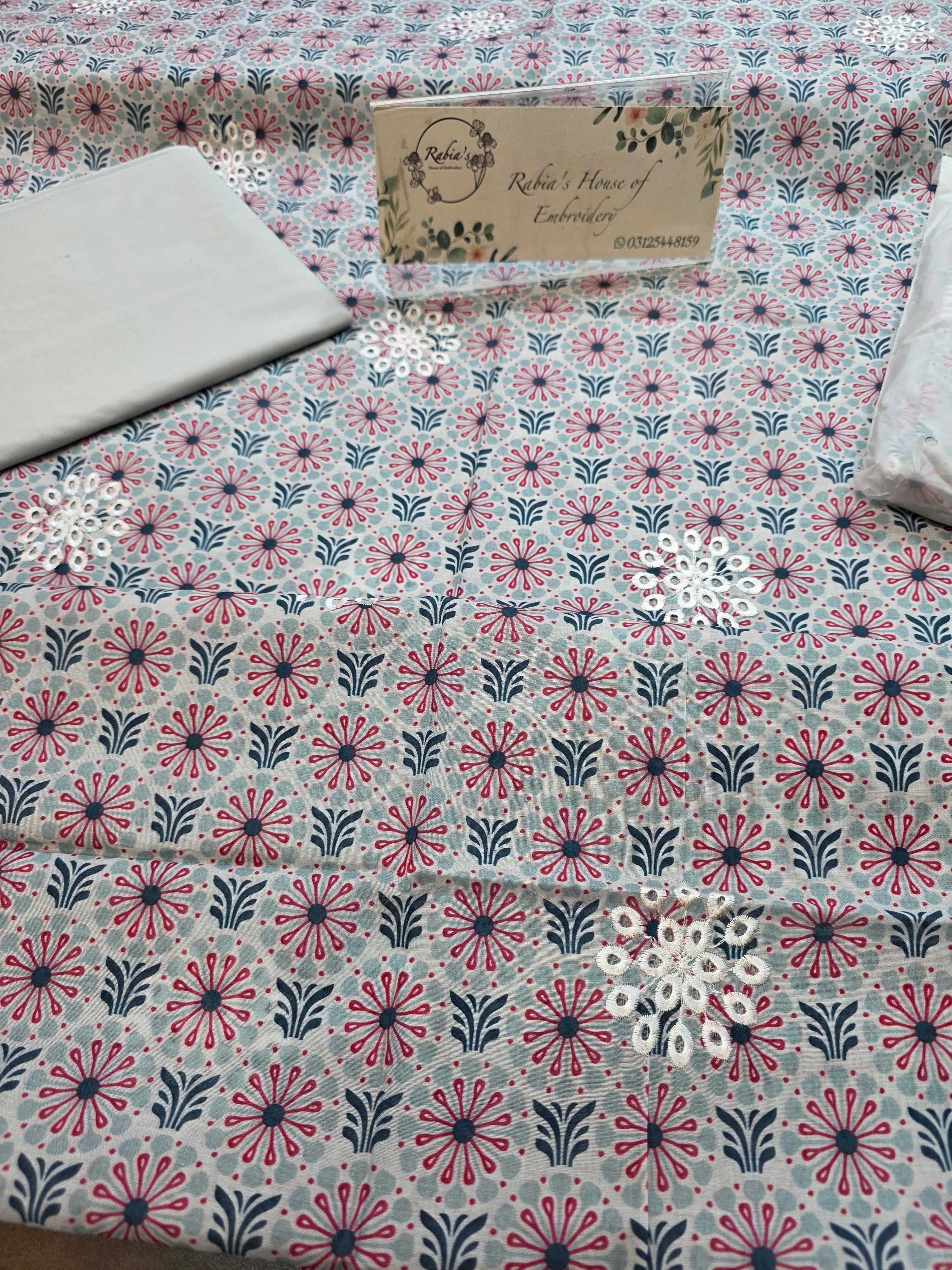 Bareeze lawn 3pc printed plus embroidery
