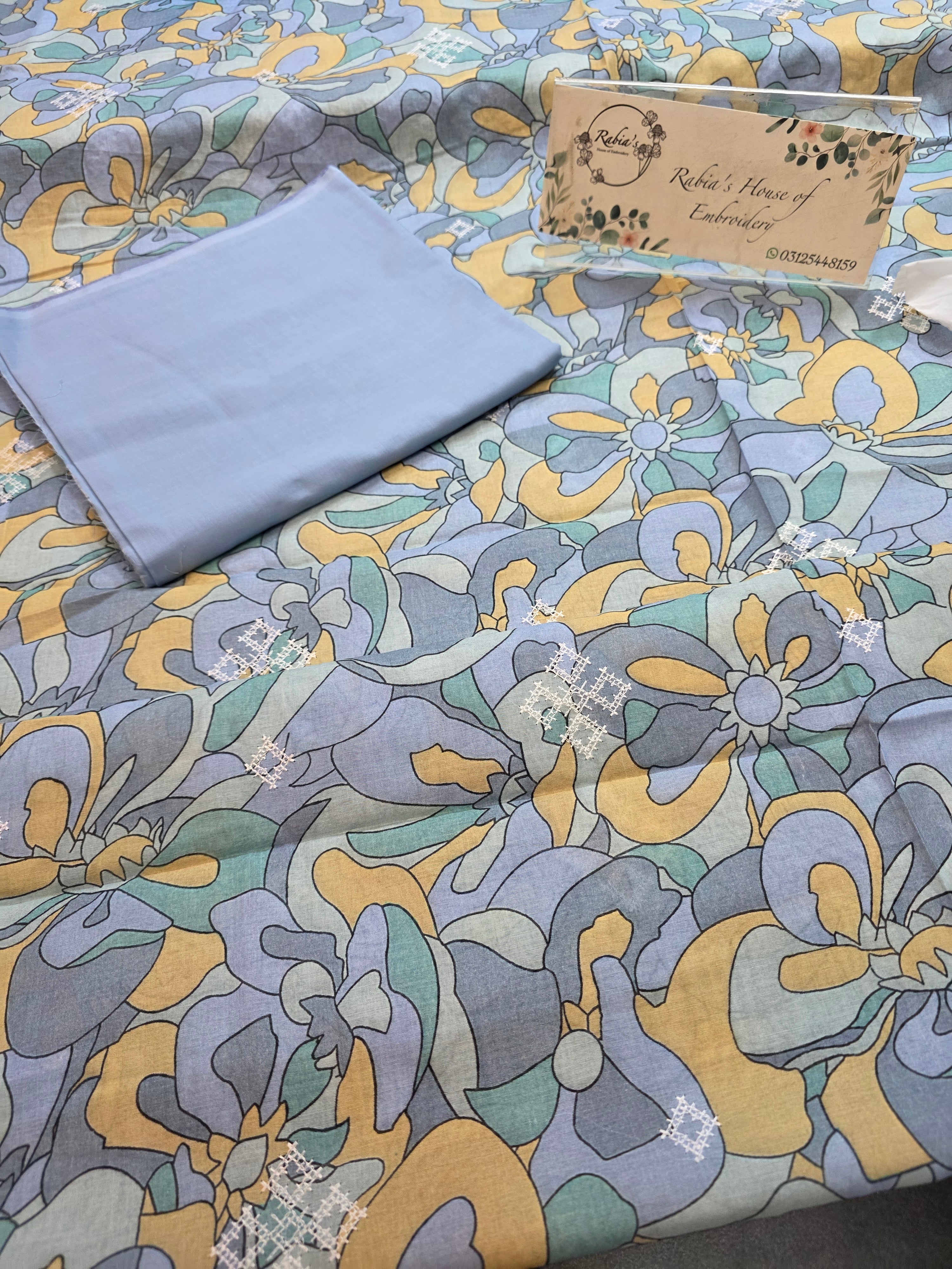 Bareeze lawn 3pc printed plus embroidery