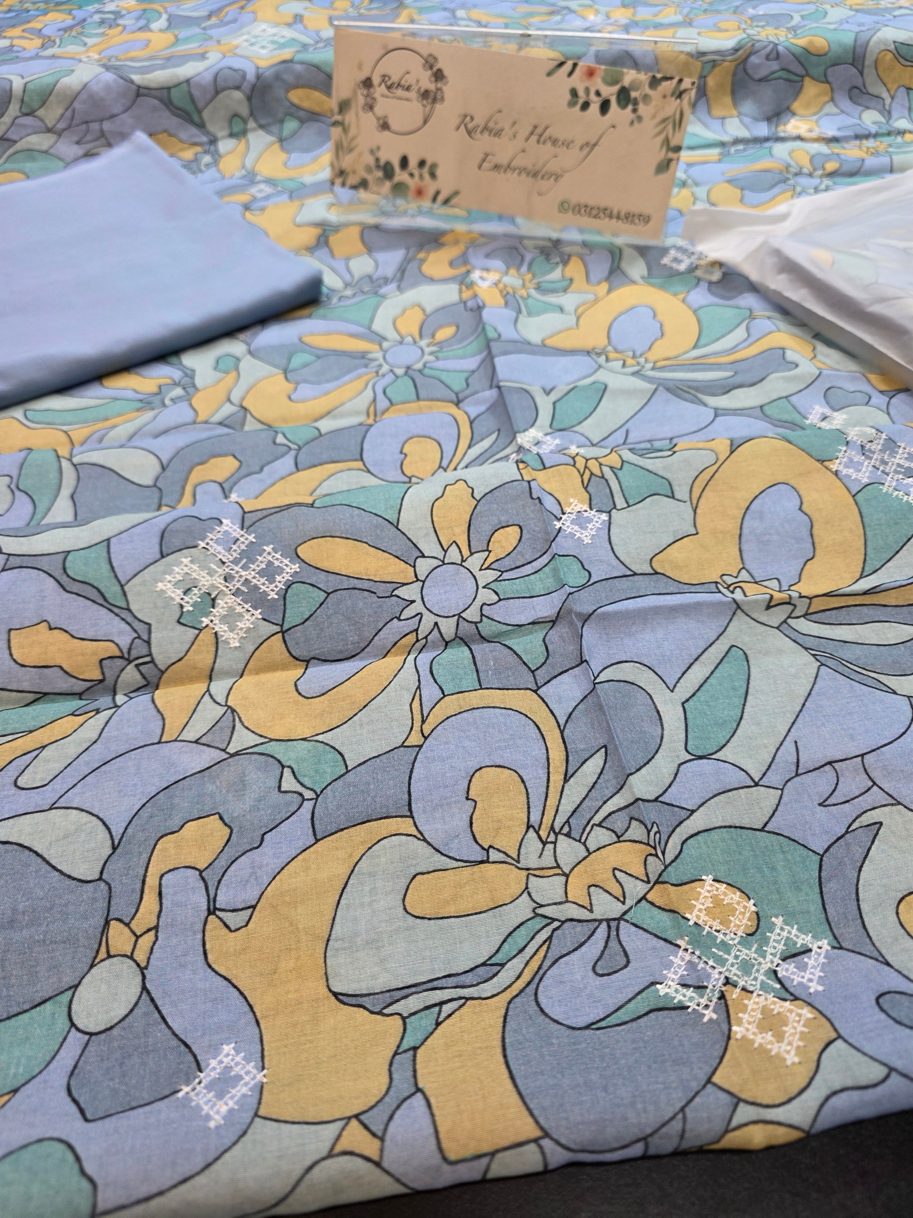 Bareeze lawn 3pc printed plus embroidery
