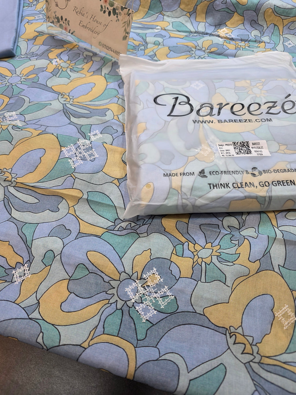 Bareeze lawn 3pc printed plus embroidery