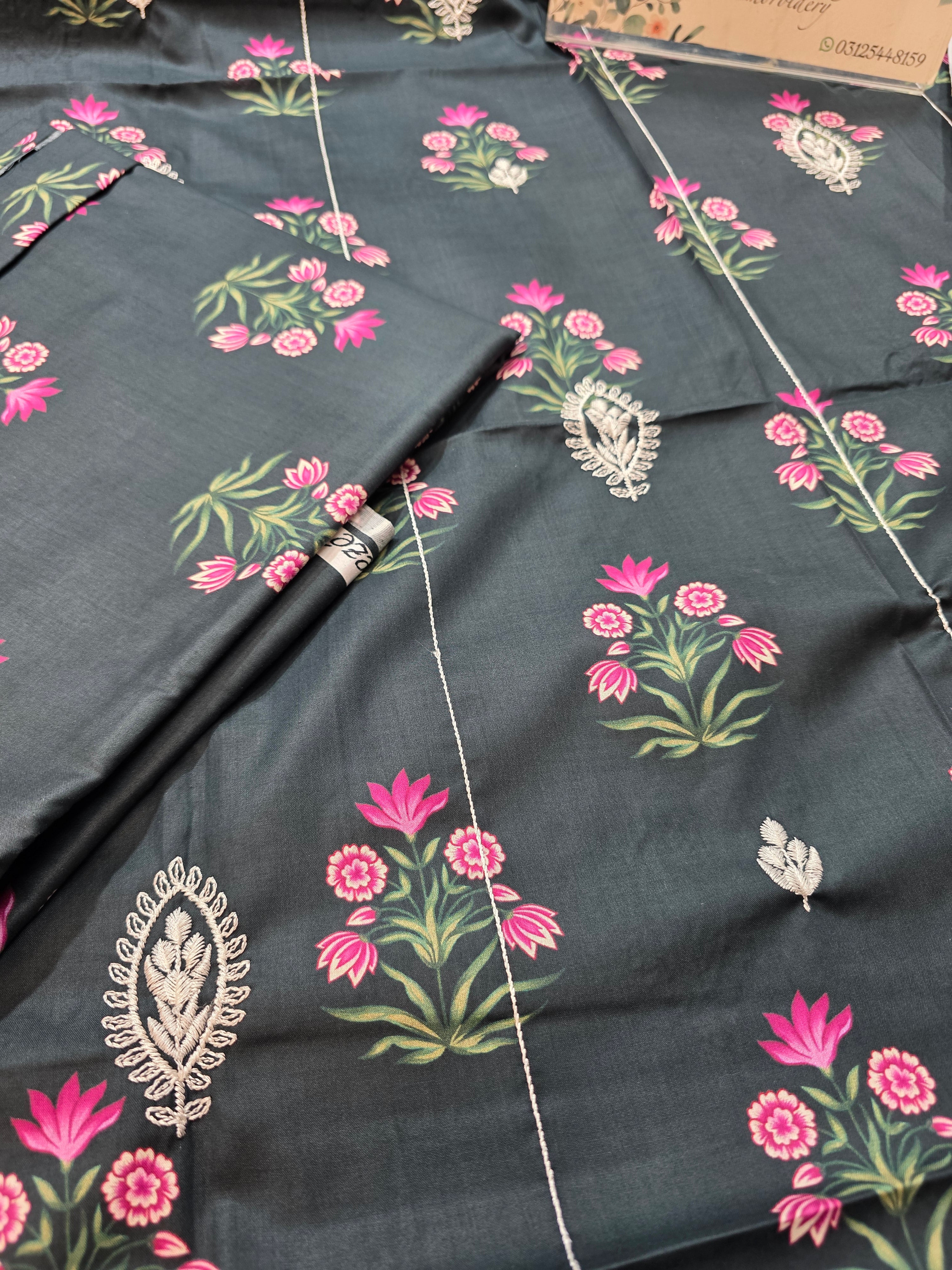 Bareeze lawn 2pc printed plus embroidered
