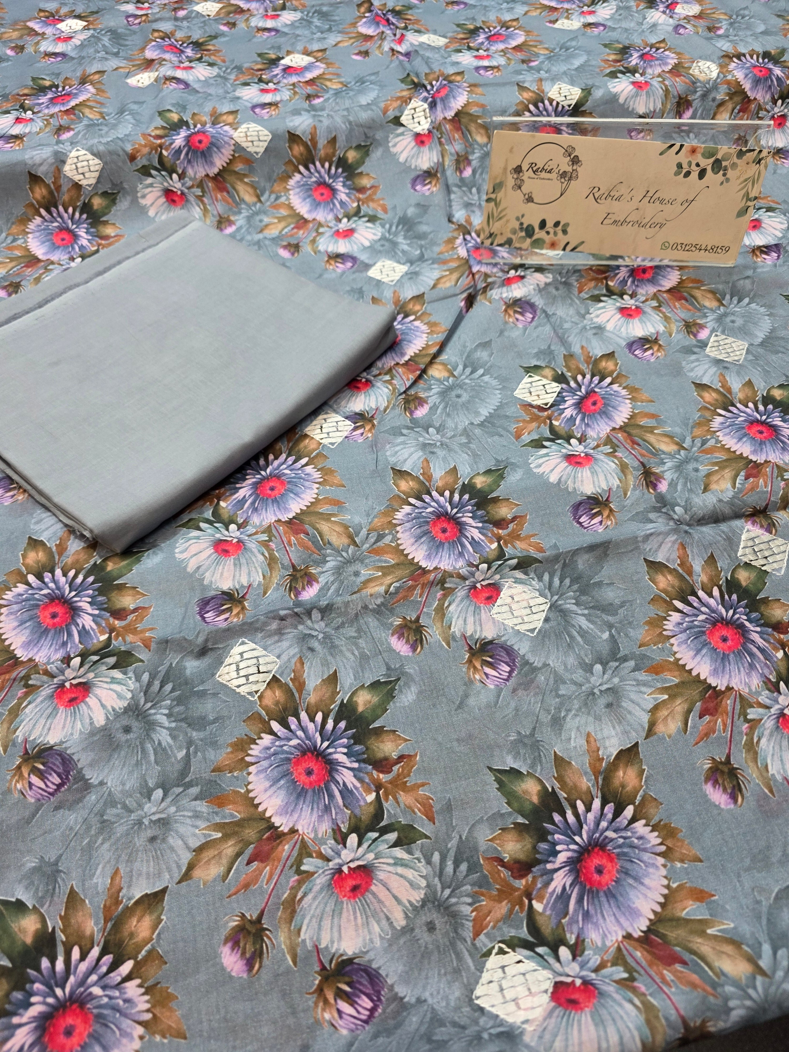 Bareeze lawn 3pc printed plus embroidery