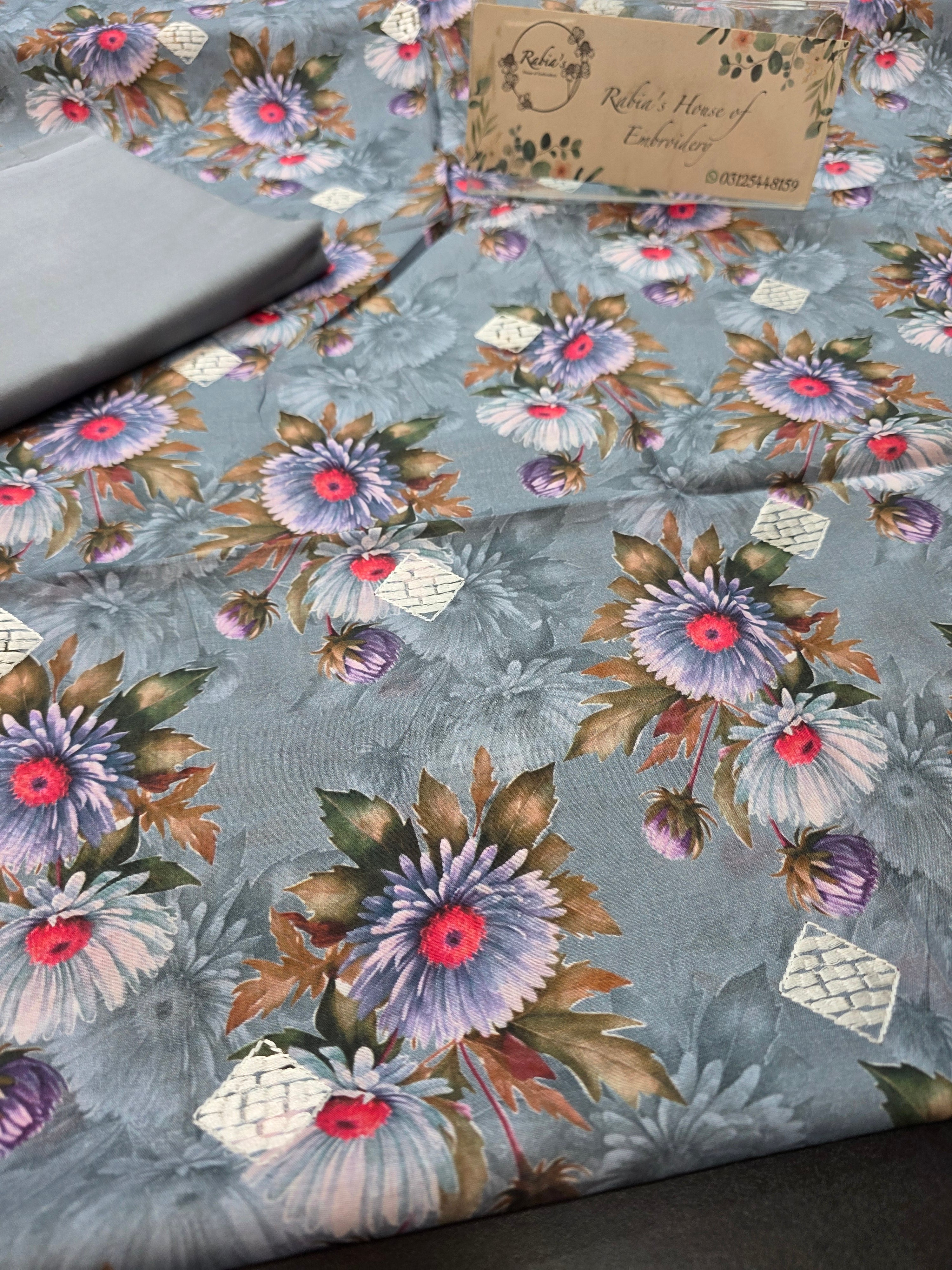 Bareeze lawn 3pc printed plus embroidery