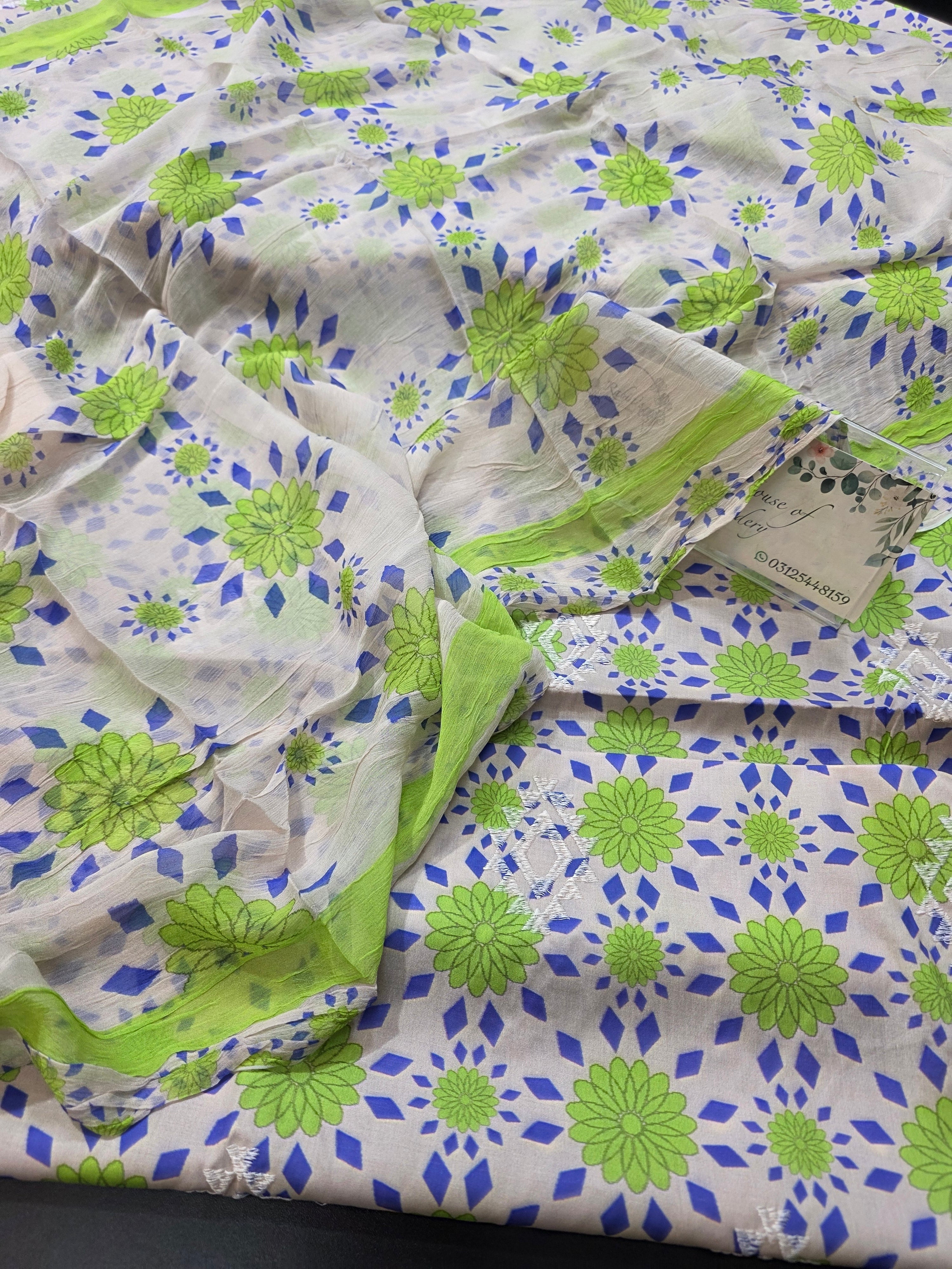 Bareeze lawn 3pc printed plus embroidery