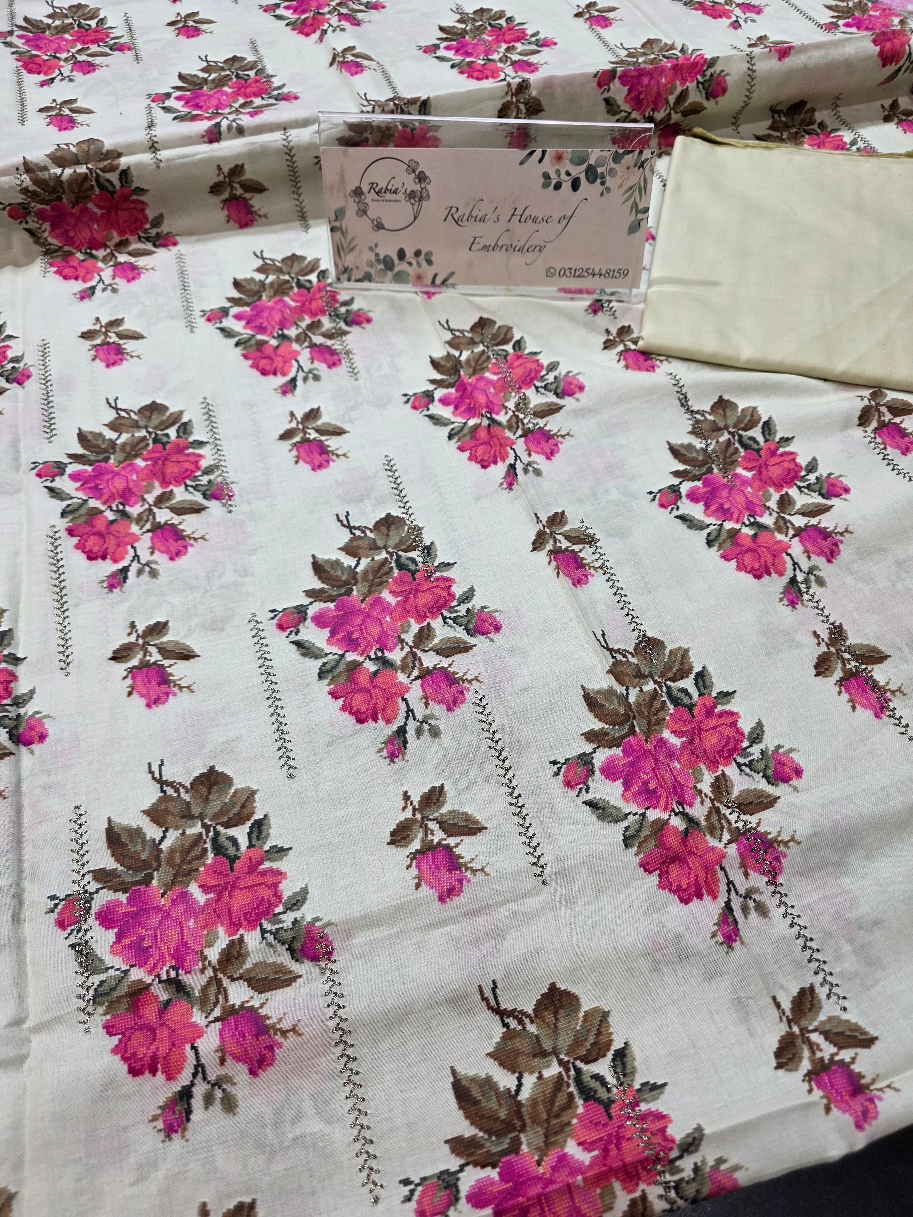 Bareeze lawn 3pc printed plus embroidered