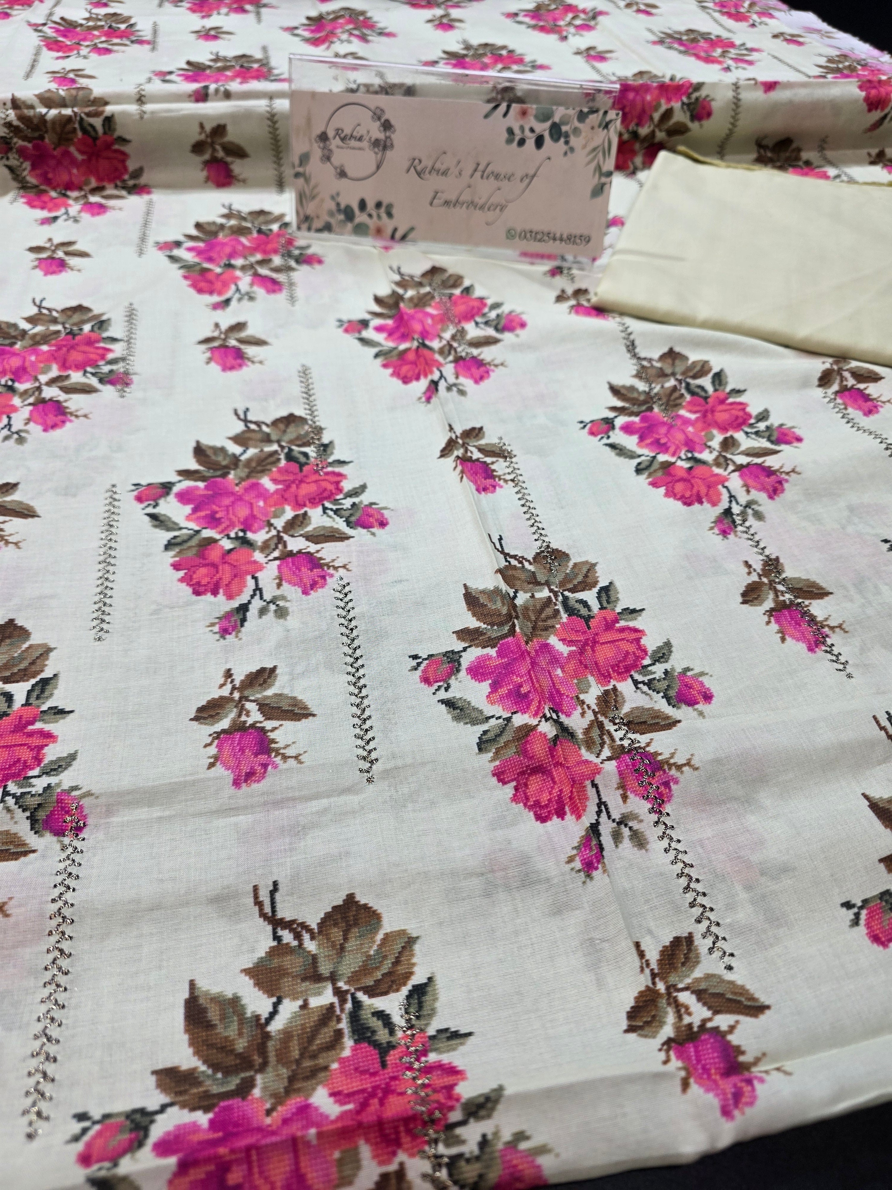 Bareeze lawn 3pc printed plus embroidered
