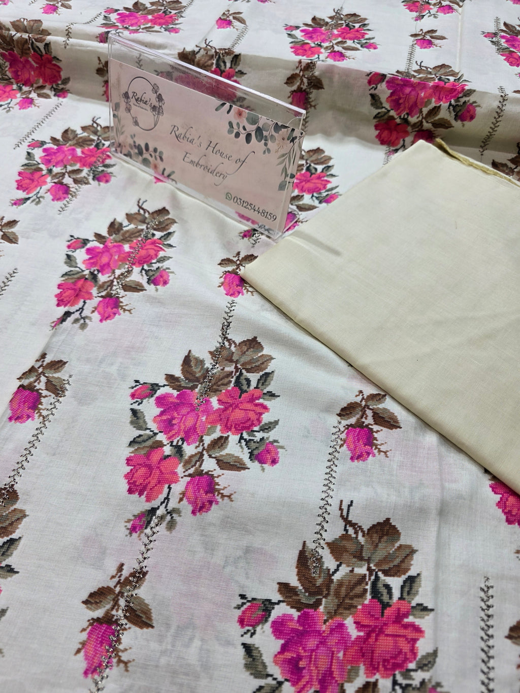 Bareeze lawn 3pc printed plus embroidered