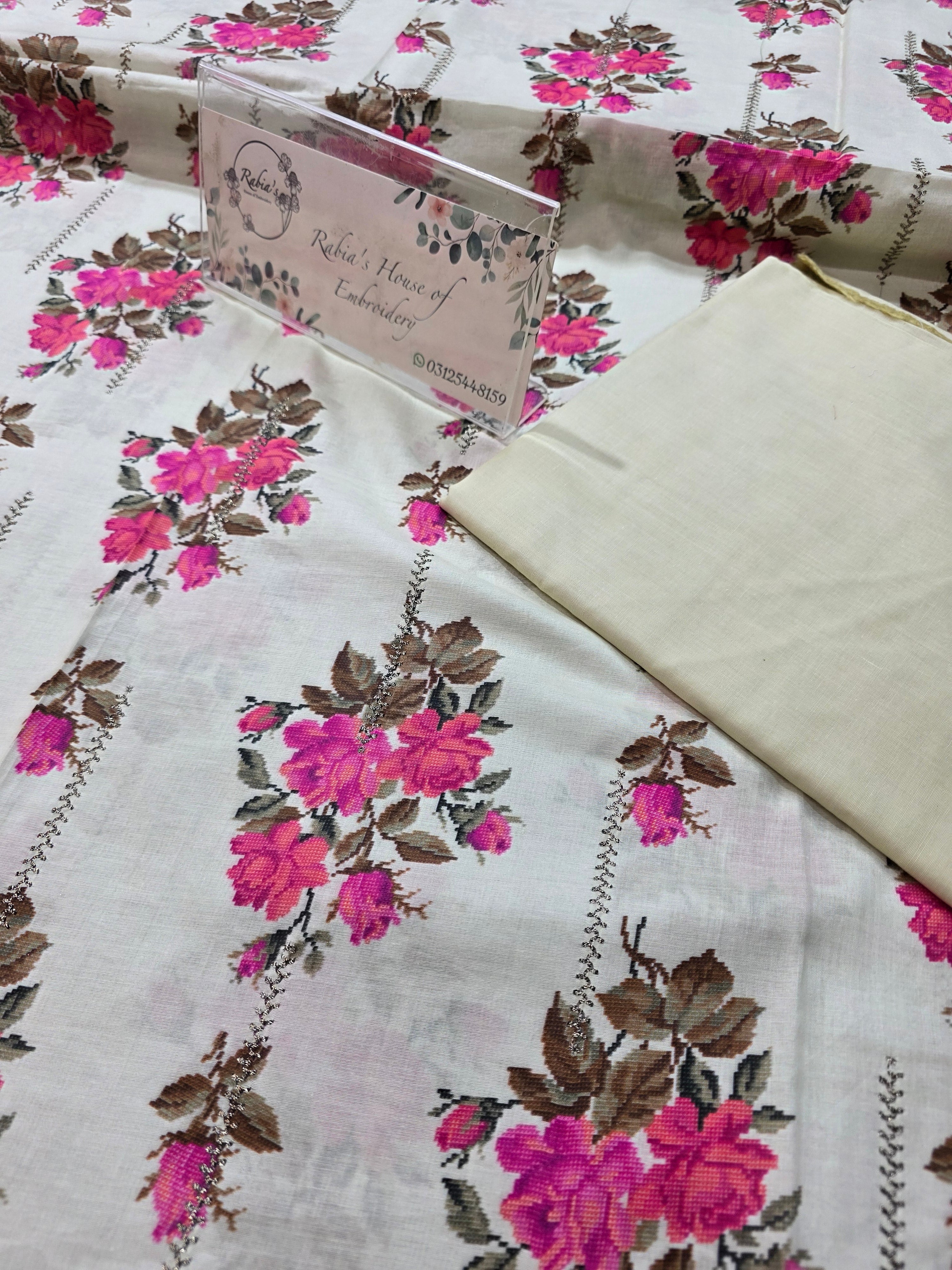 Bareeze lawn 3pc printed plus embroidered