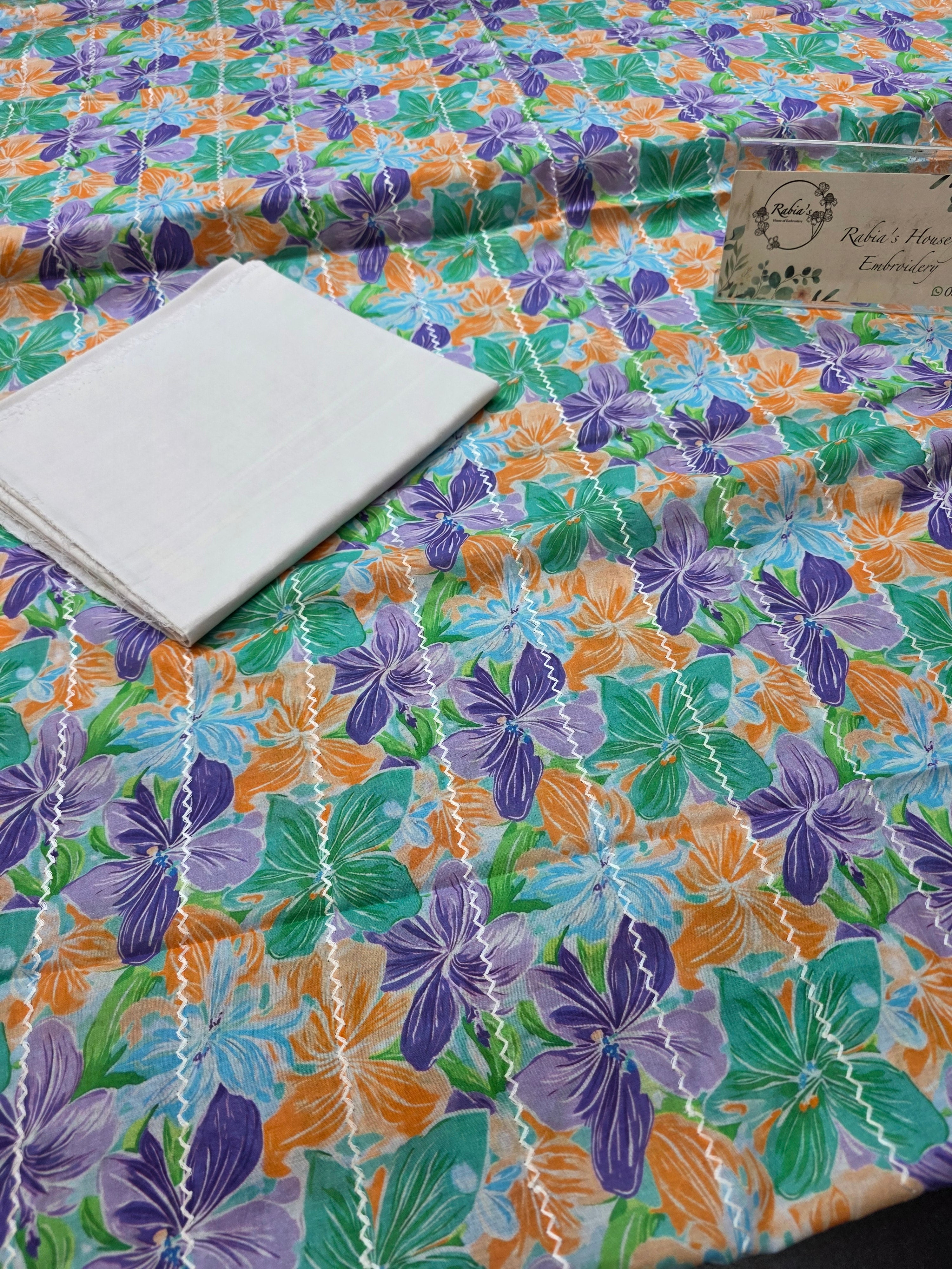 Bareeze lawn 3pc printed plus embroidery