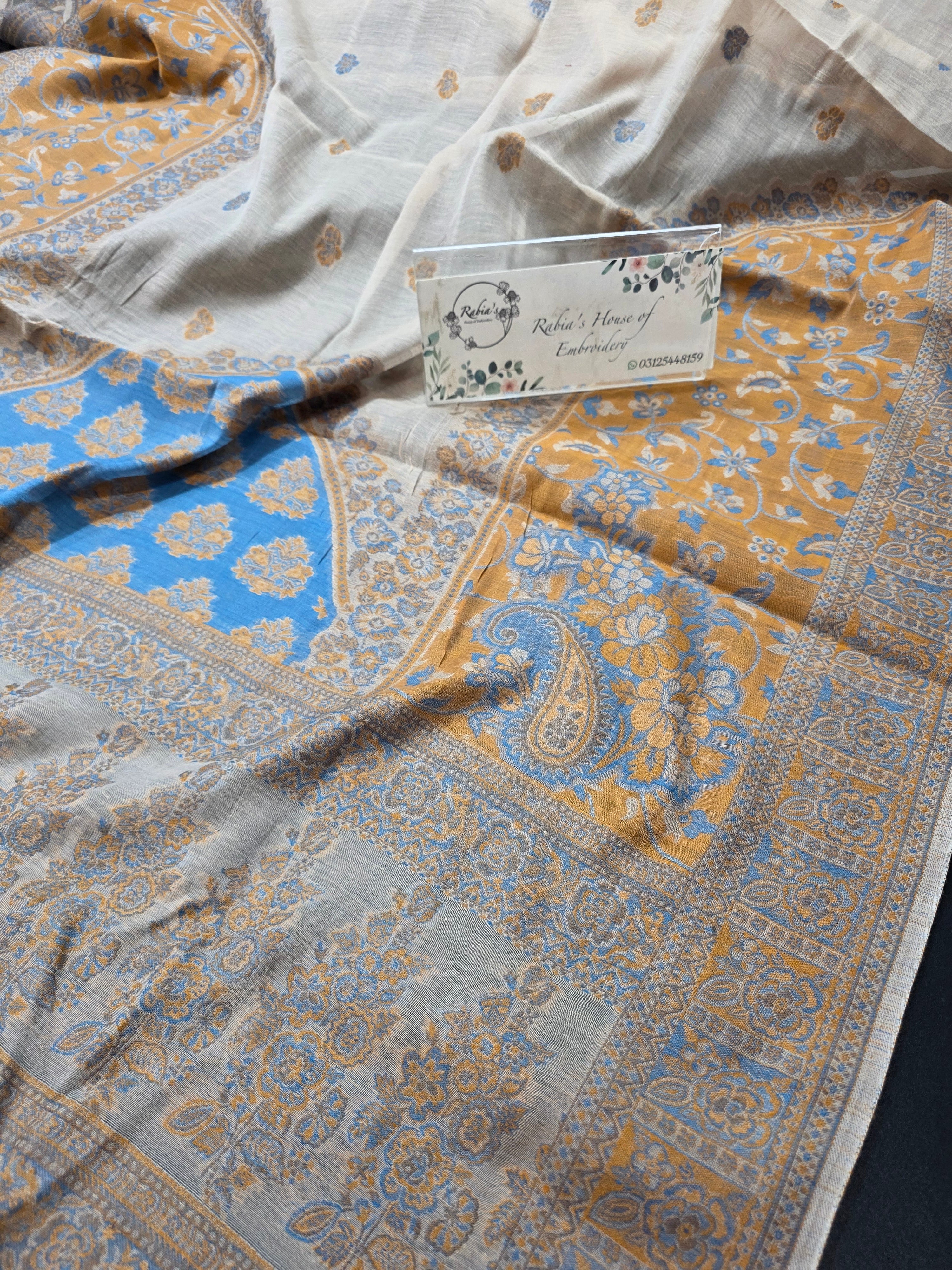 Handmade lawn kani shawl