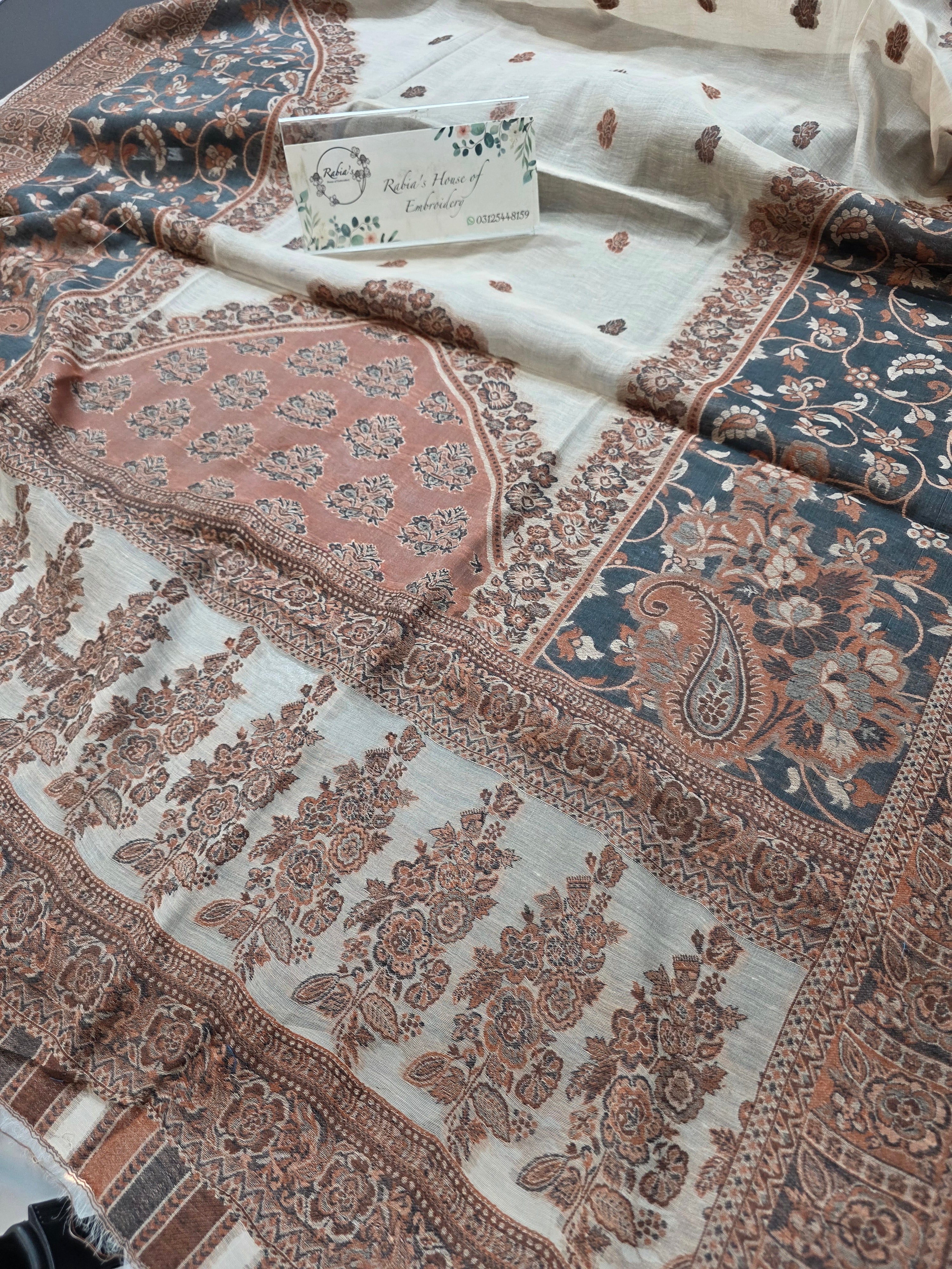 Handmade lawn kani shawl