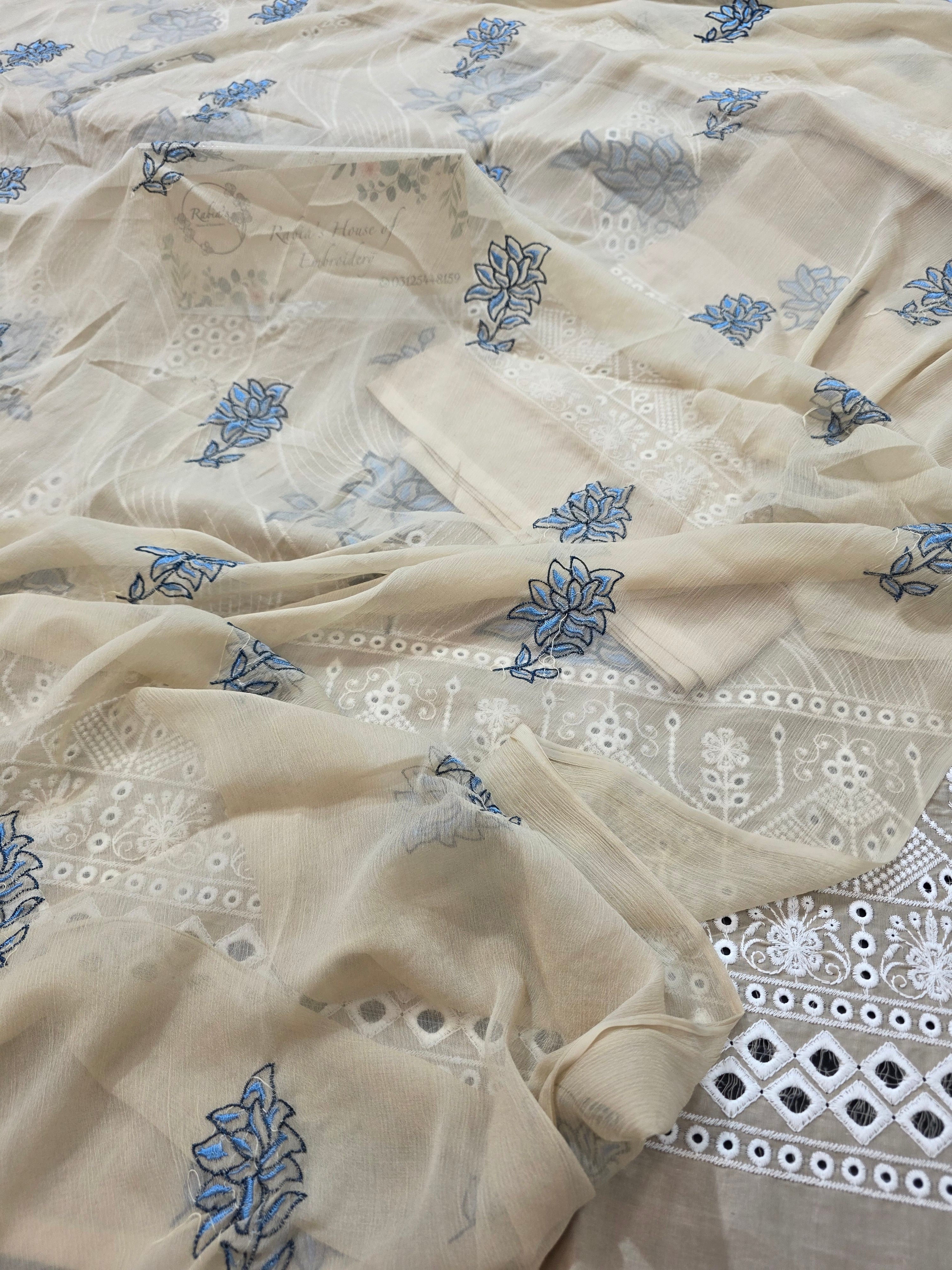 Lawn 4pc with chiffon duppatta