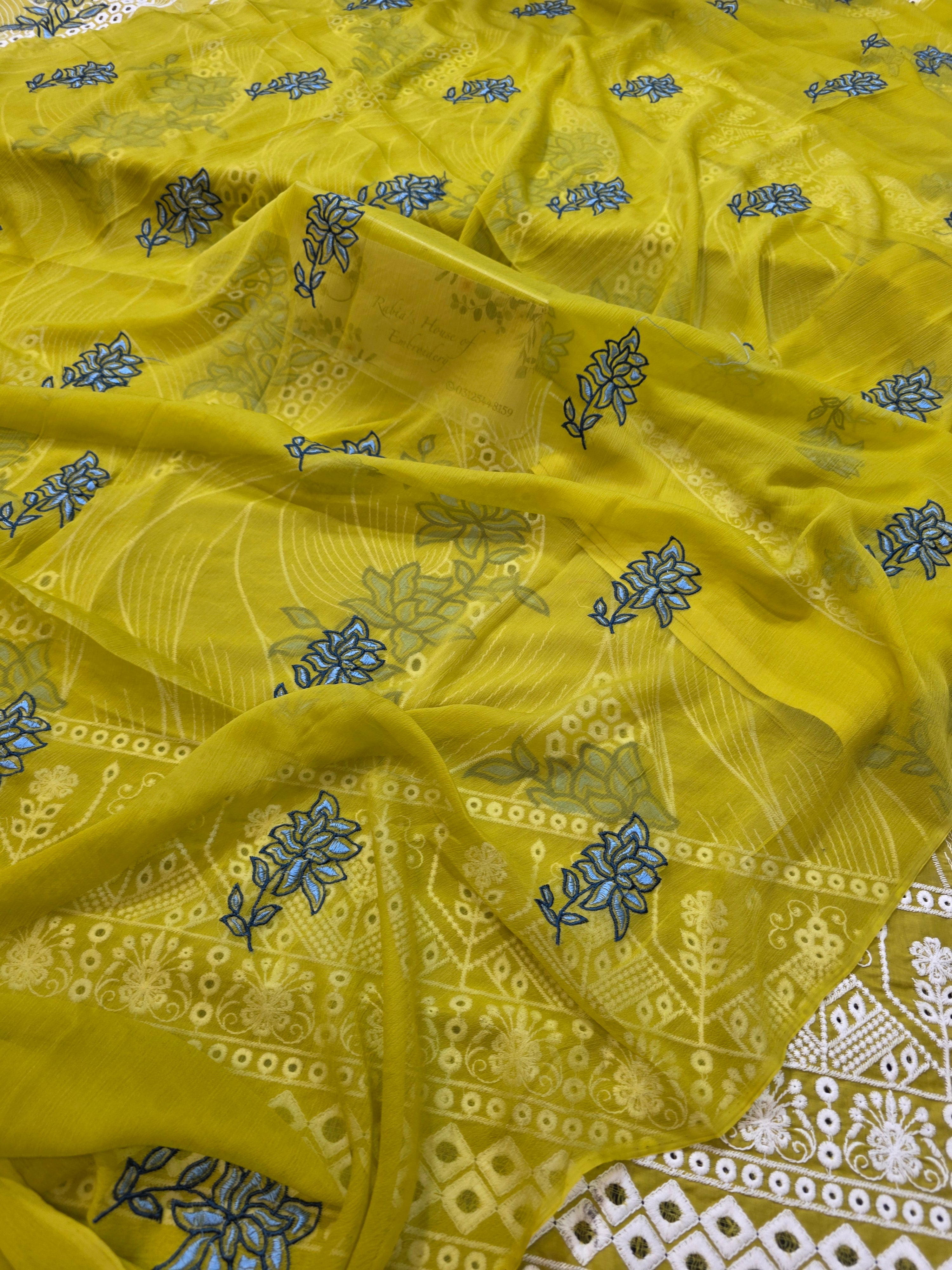 Lawn 4pc with chiffon duppatta