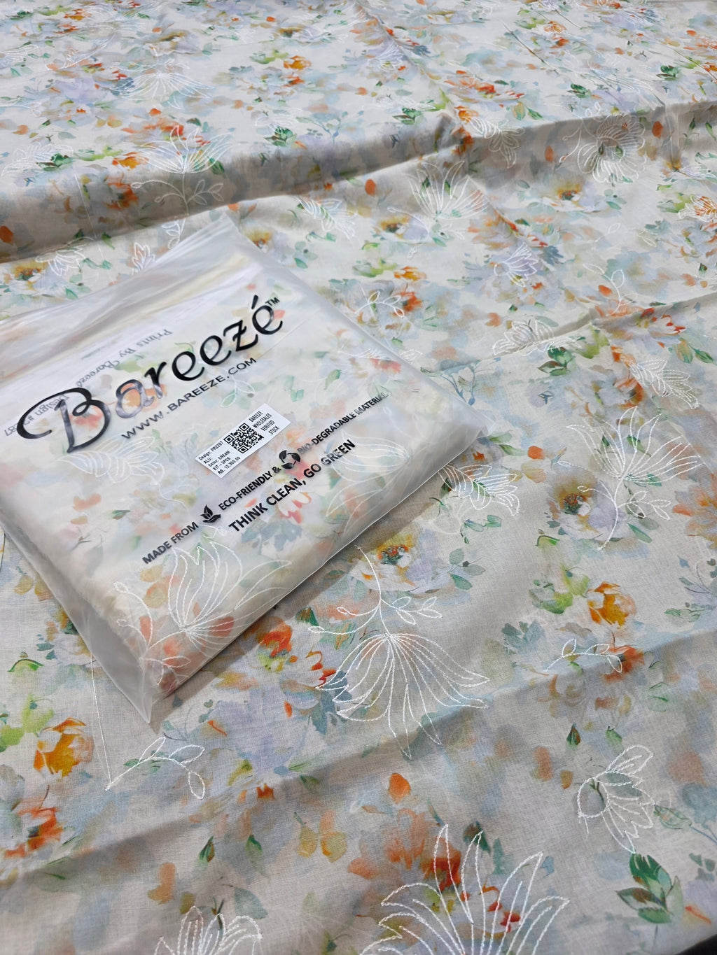 Bareeze lawn 3pc printed plus embroidery