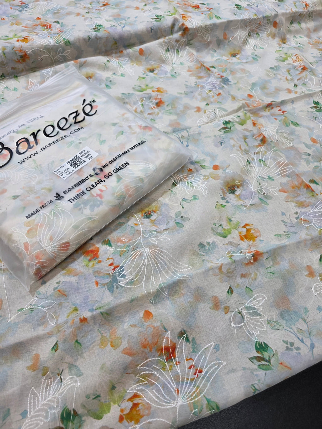 Bareeze lawn 3pc printed plus embroidery