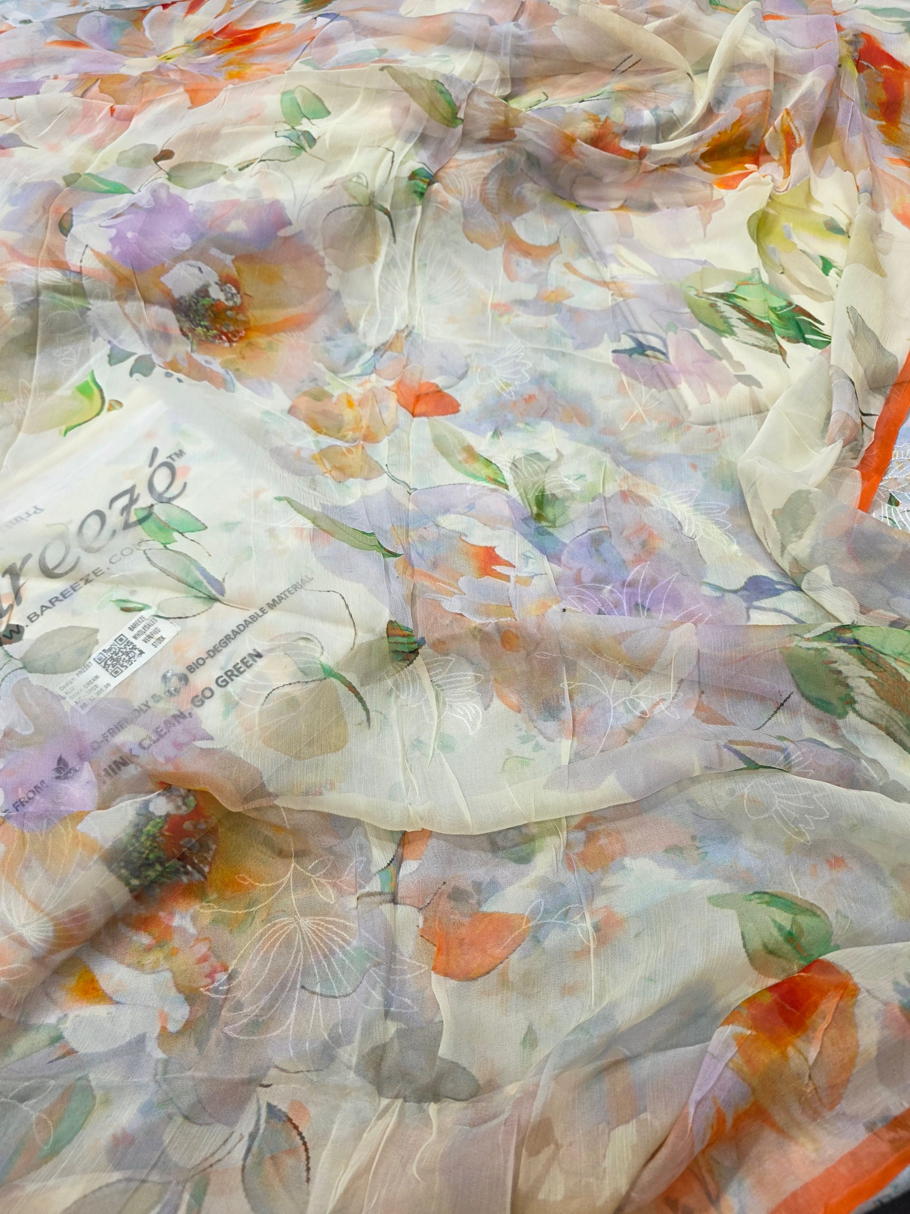 Bareeze lawn 3pc printed plus embroidery
