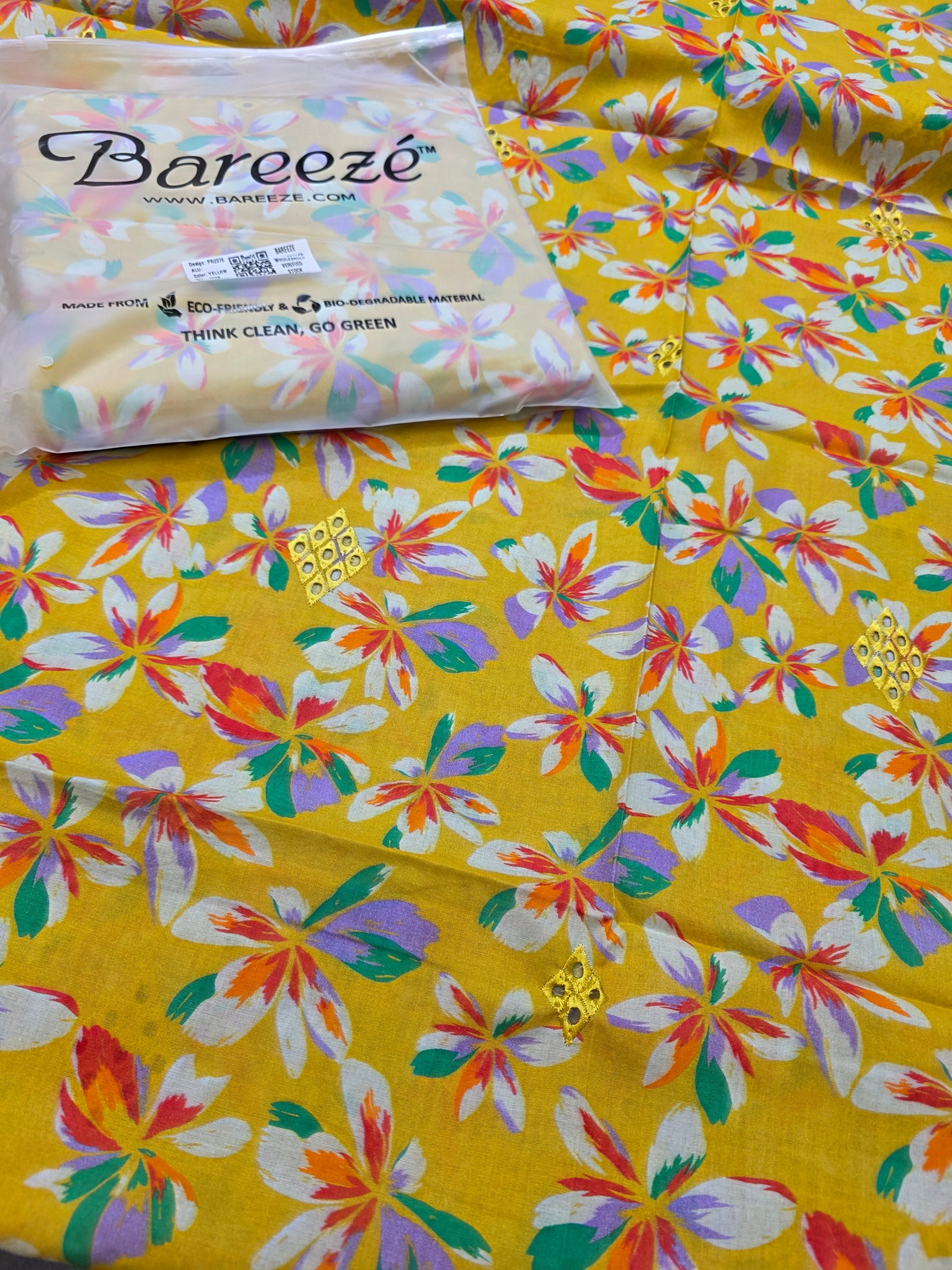 Bareeze lawn 3pc printed plus embroidery