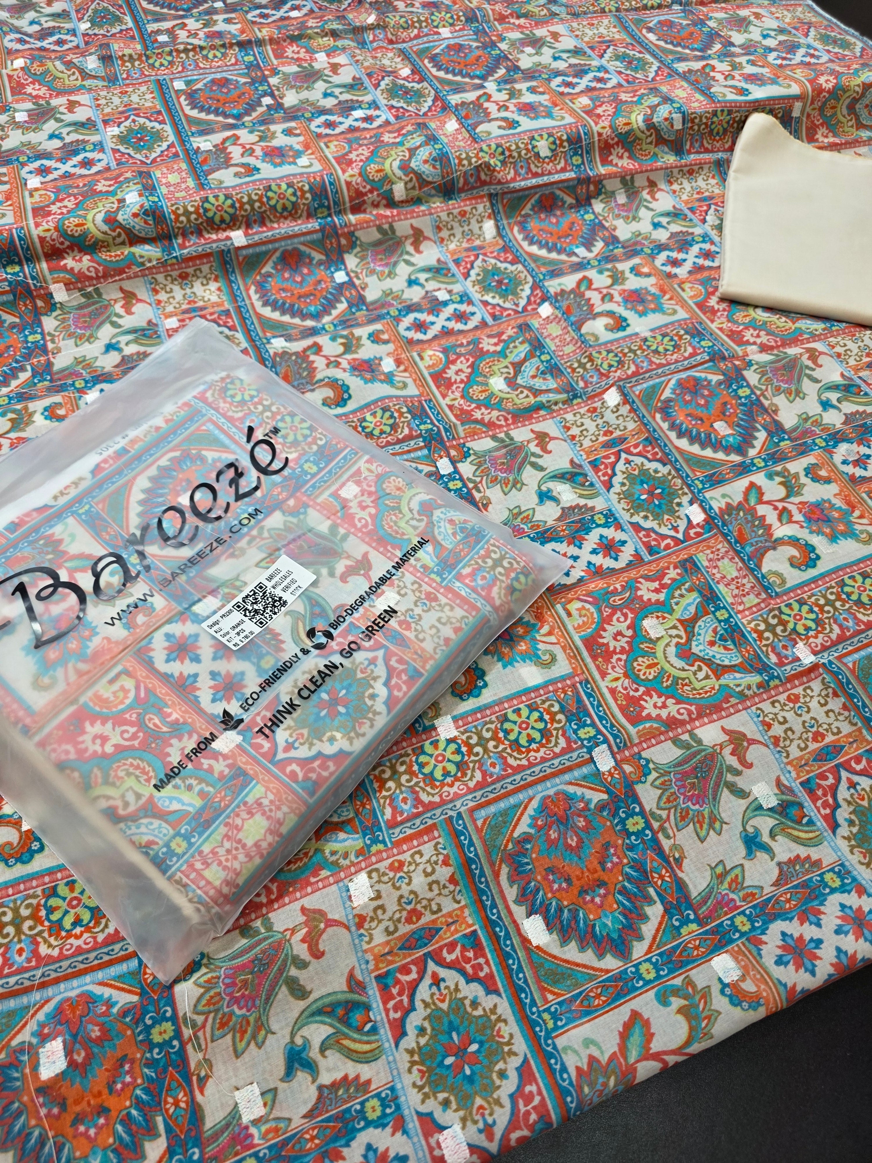 Bareeze lawn  printed 3pc plus embroidery