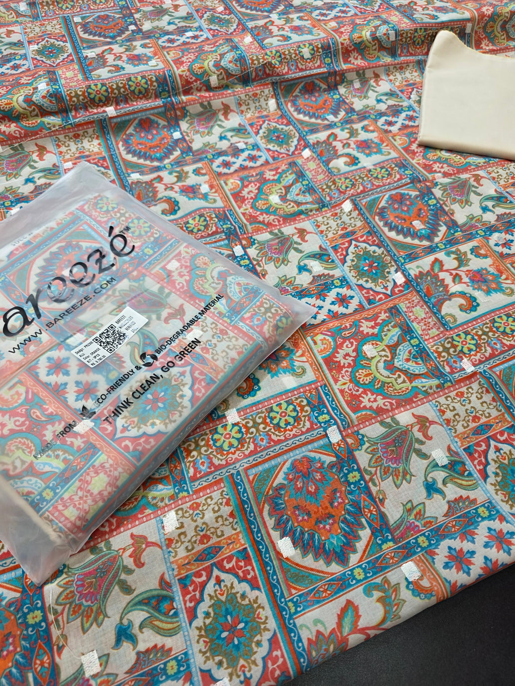 Bareeze lawn  printed 3pc plus embroidery