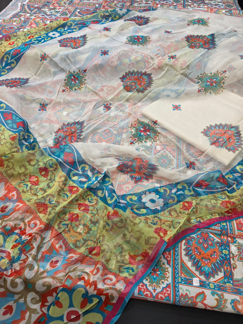 Bareeze lawn  printed 3pc plus embroidery