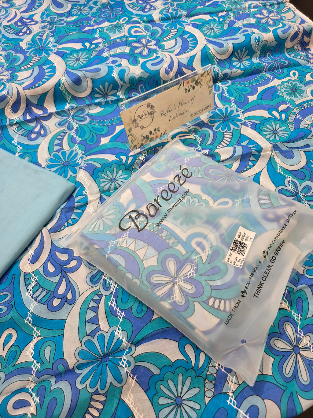 Bareeze lawn 3pc printed plus embroidery