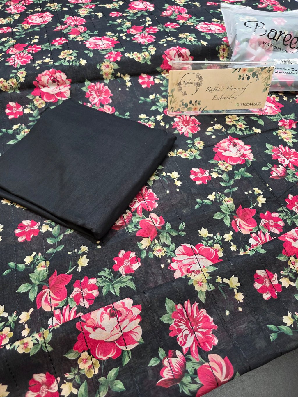 Bareeze printed 3pc plus embroidered