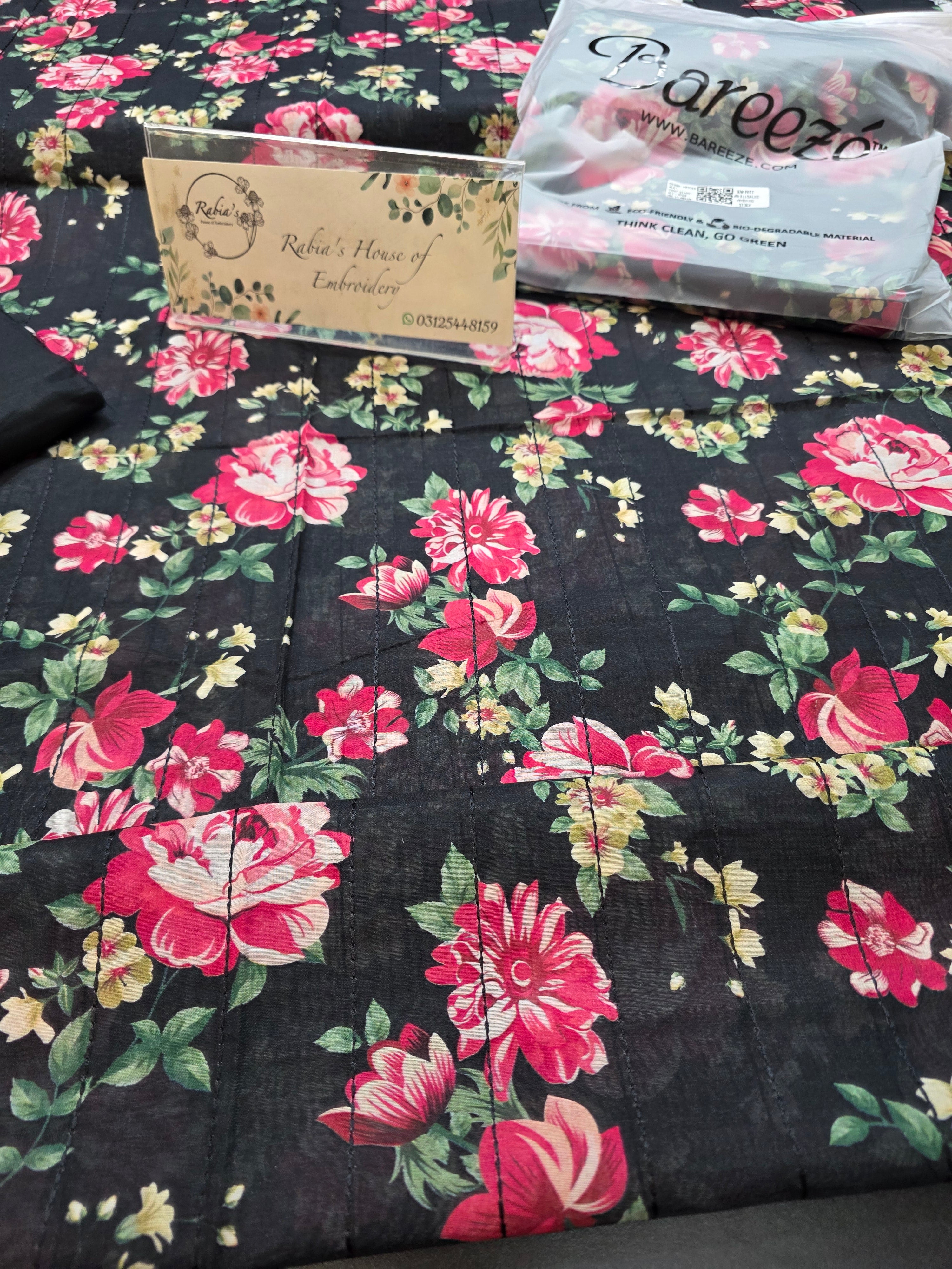 Bareeze printed 3pc plus embroidered