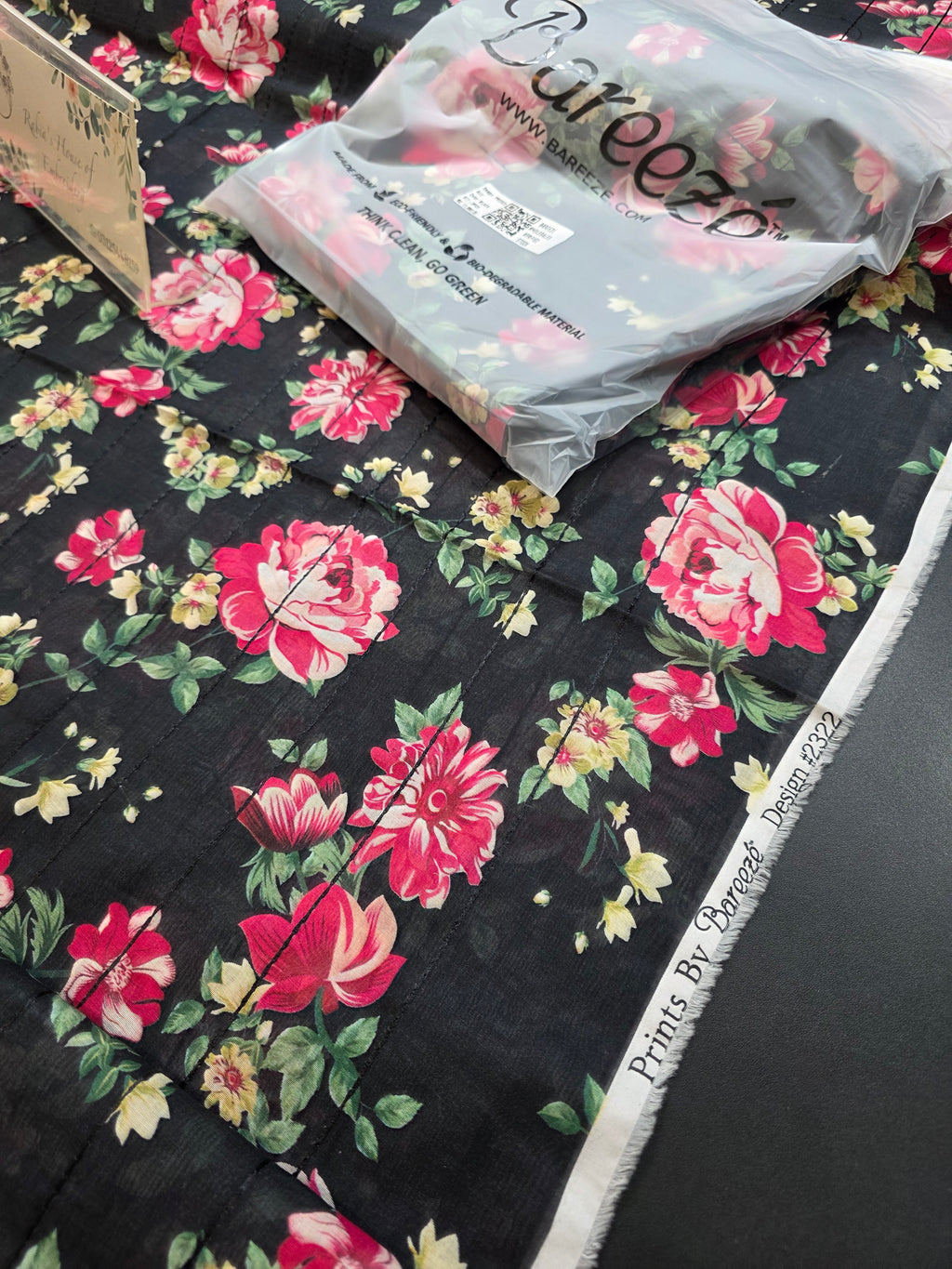 Bareeze printed 3pc plus embroidered