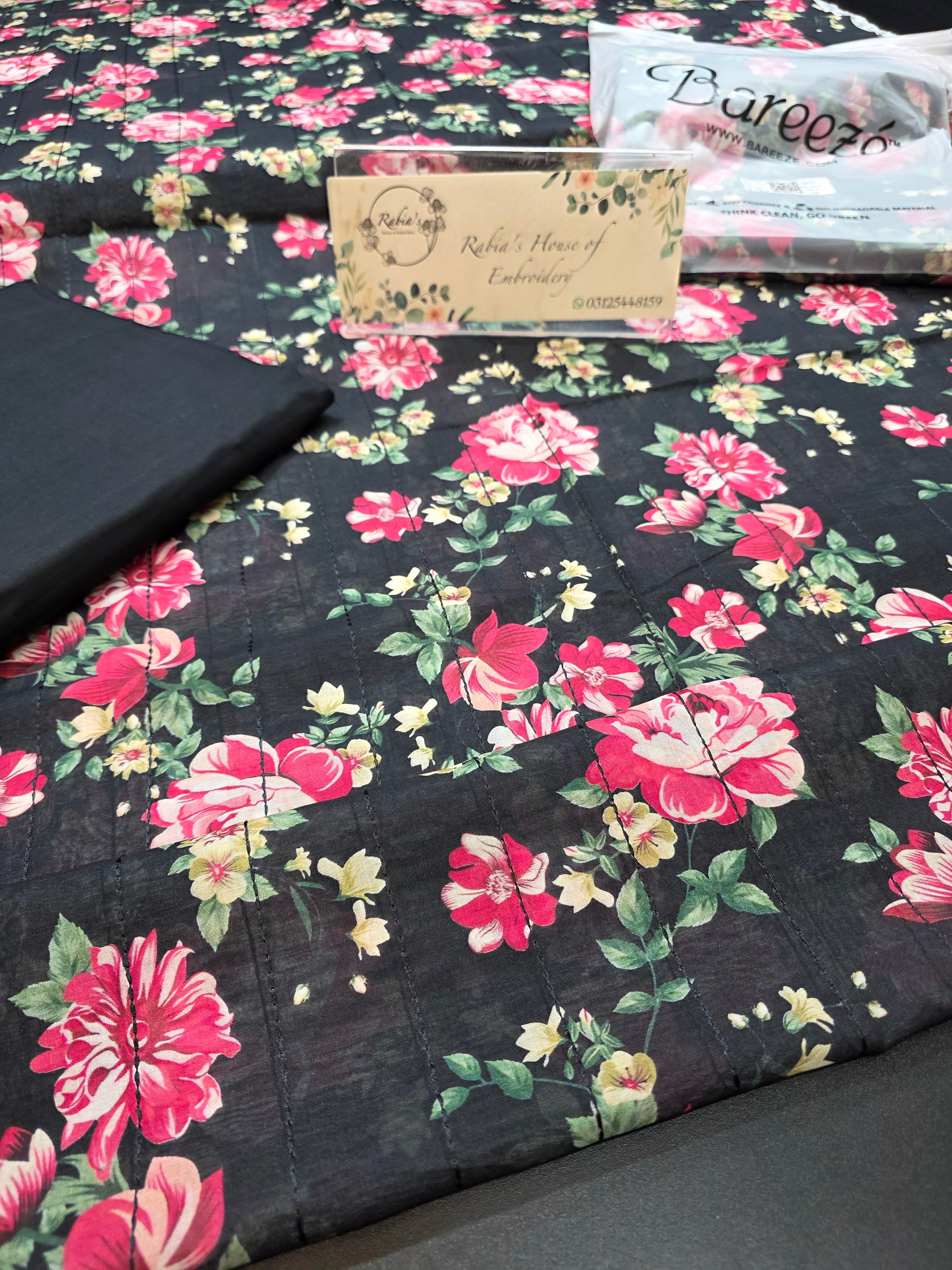 Bareeze printed 3pc plus embroidered