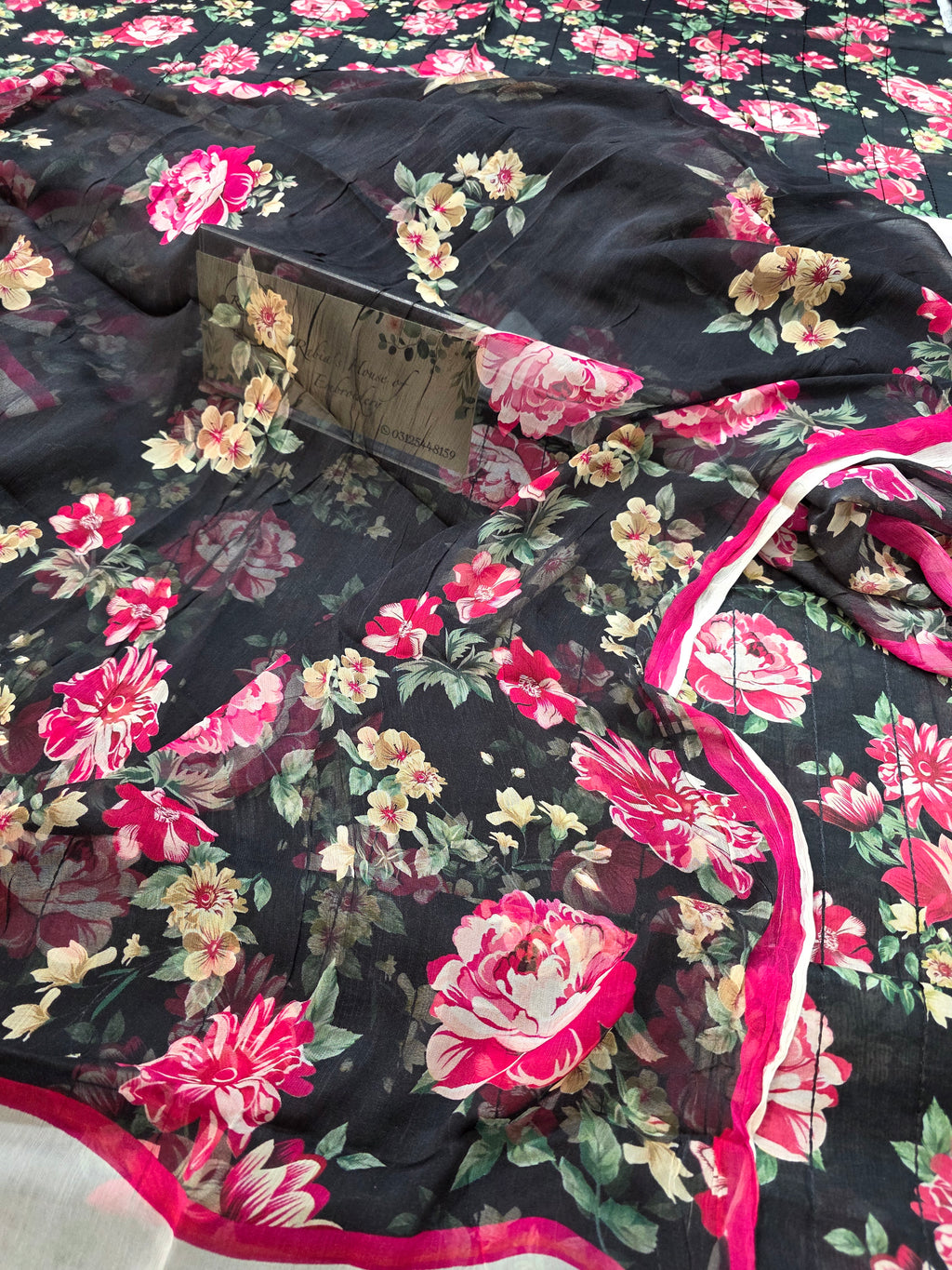 Bareeze printed 3pc plus embroidered